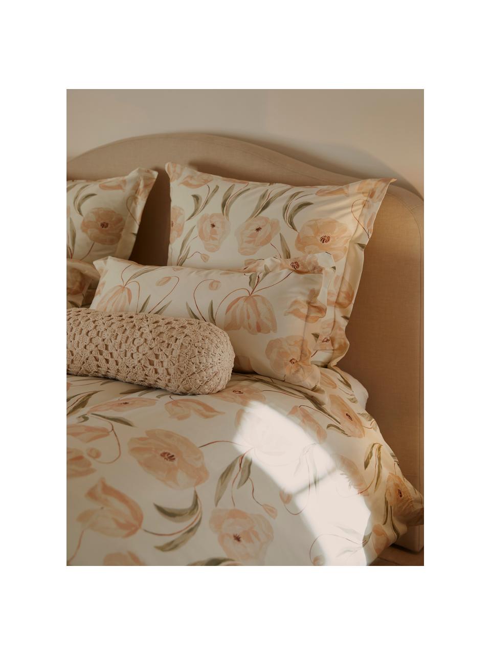 Pościel z organicznej satyny bawełnianej Aimee od Candice Gray, Beżowy, 135 x 200 cm + 1 poduszka 80 x 80 cm