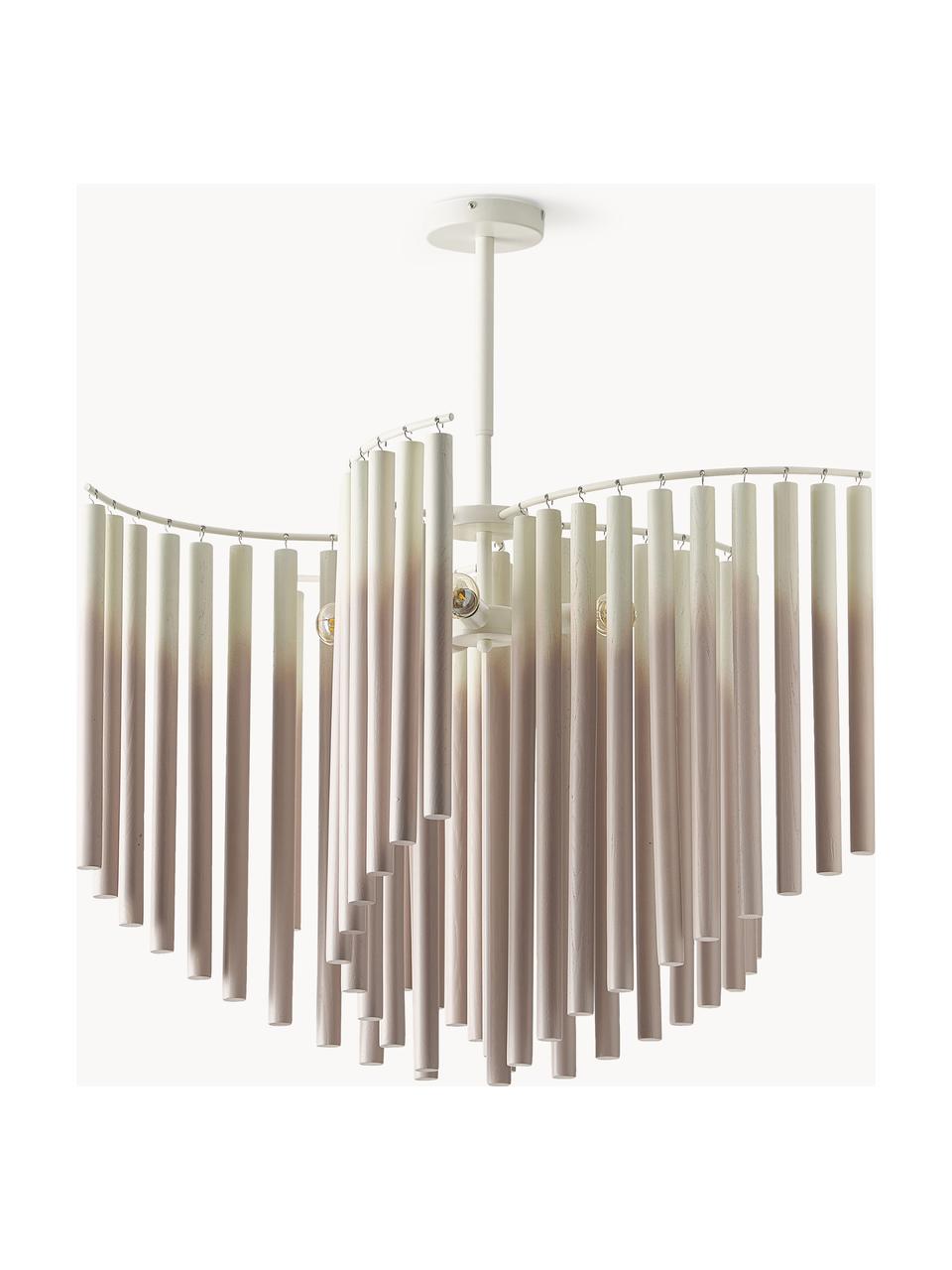 Grosse Design Pendelleuchte Coralie, Dekor: 100 % Eschenholz, FSC-zer, Off White, Beige, B 80 x H 87 cm