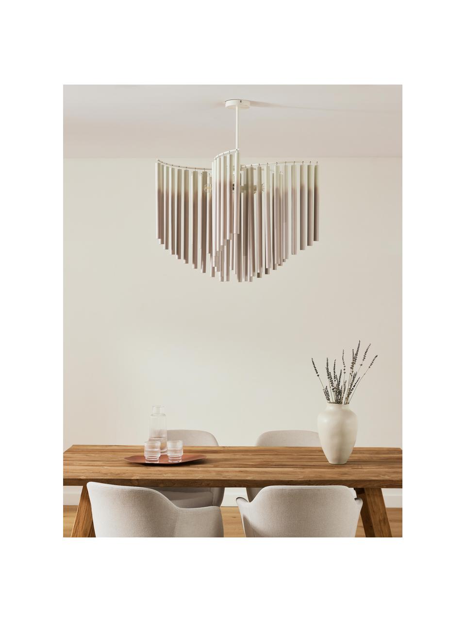 Plafoniera grande di design Coralie, Paralume: 100 % legno di frassino, Bianco, beige, Larg. 80 x Alt. 87 cm
