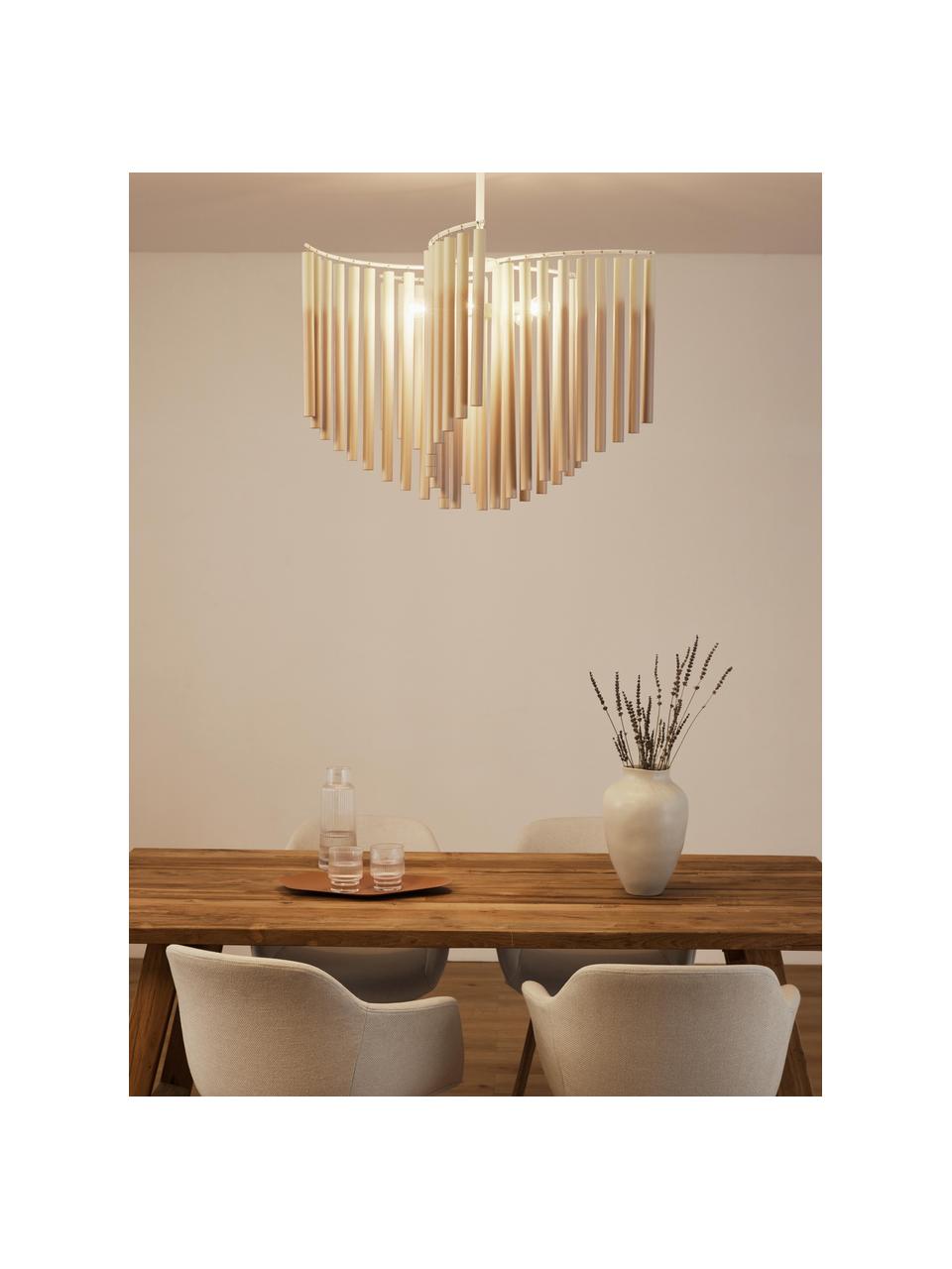 Grand plafonnier design Coralie, Blanc, beige, larg. 80 x haut. 87 cm