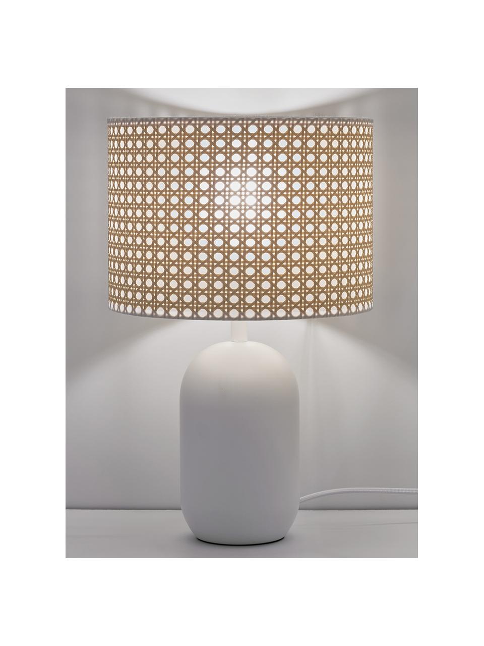 Lampe à poser en cannage Vienna, Blanc, brun clair, Ø 25 x haut. 40 cm