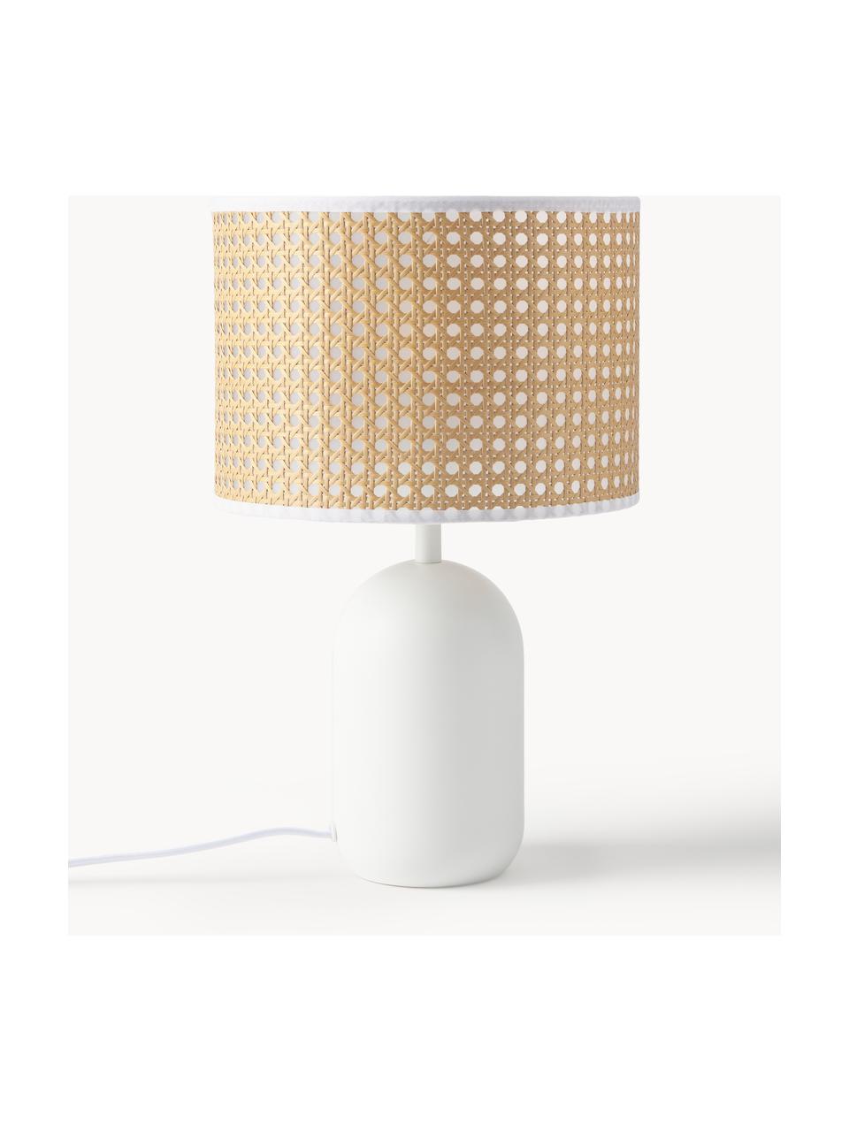 Lampe à poser en cannage Vienna, Brun clair, blanc, Ø 25 x haut. 40 cm