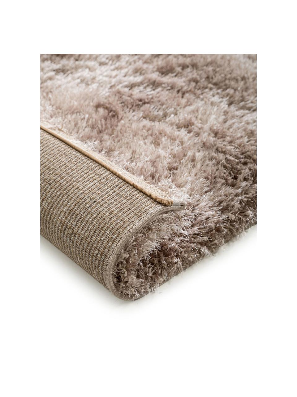 Glanzend hoogpolig vloerkleed Lea, 50% polyester, 50% polypropyleen, Beige, B 200 x L 290 cm (maat L)