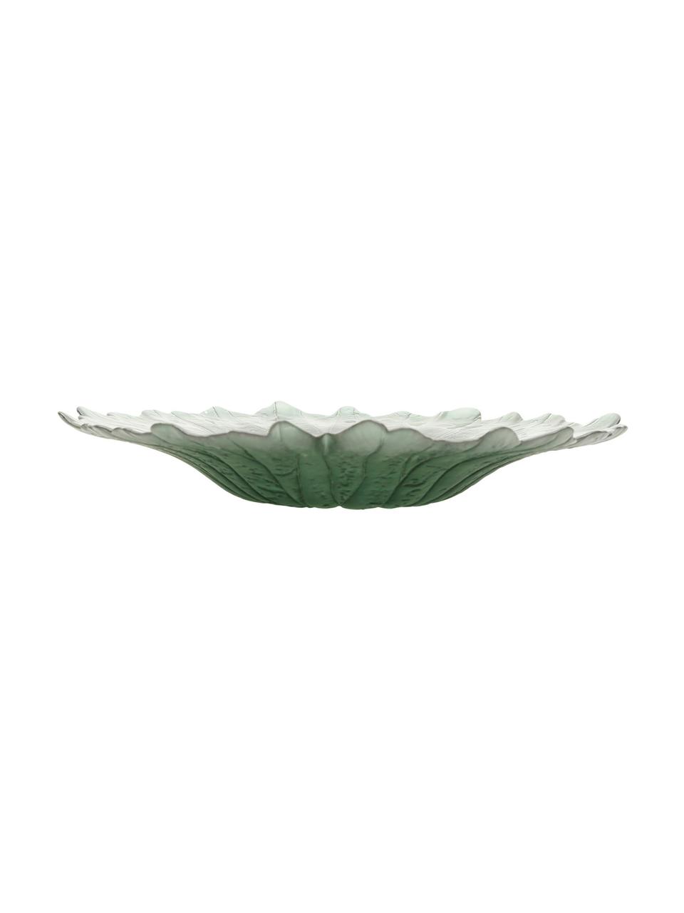 Serveerschalen Botanic in bladvorm in groen van glas, Ø 40 cm, 2 stuks, Glas, Groen, Ø 40 x H 7 cm