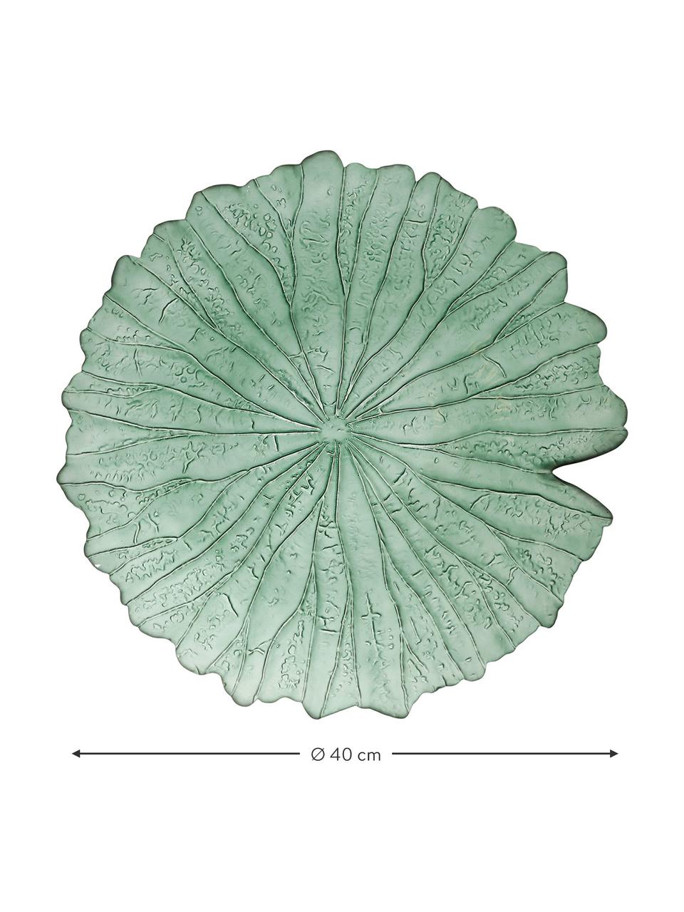 Ciotola da portata in vetro a forma di foglia verde Botanic Ø40 cm, 2 pz, Vetro, Verde, Ø 40 x Alt. 7 cm