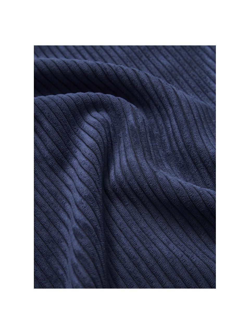 Geweven fluwelen kussenhoezen Carter met gestructureerde oppervlak, 2 stuks, 88% polyester, 12% nylon, Donkerblauw, beige, B 45 x L 45 cm
