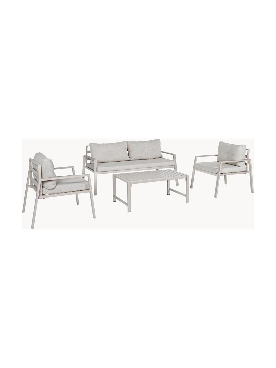 Garten-Lounge-Set Lorillard, 4-tlg., Webstoff Hellgrau, Hellbeige, Set mit verschiedenen Grössen