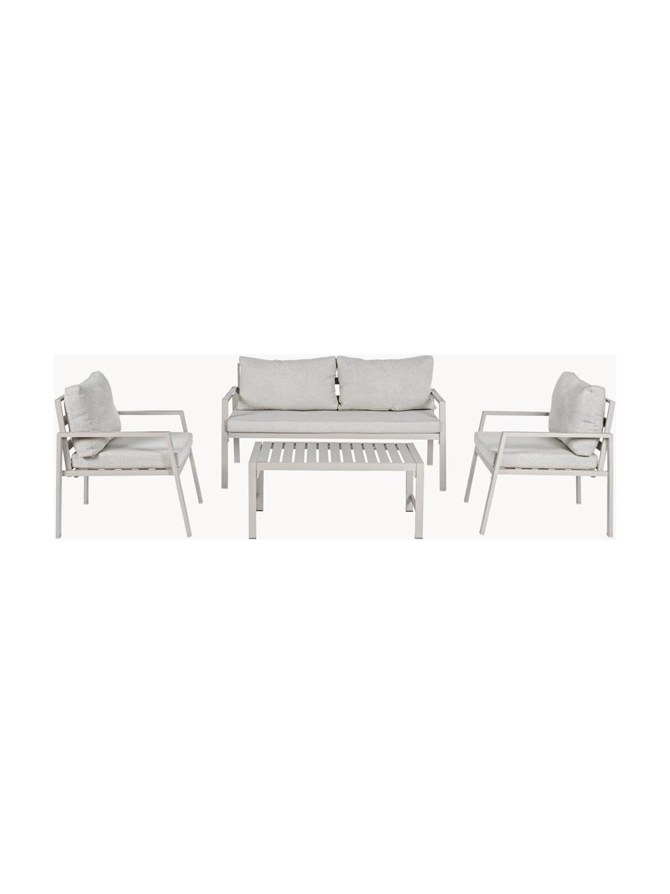 Set lounge Lorillard, 4 pzas., Tapizado: 100% poliéster, Tejido gris claro, beige claro, Set de diferentes tamaños