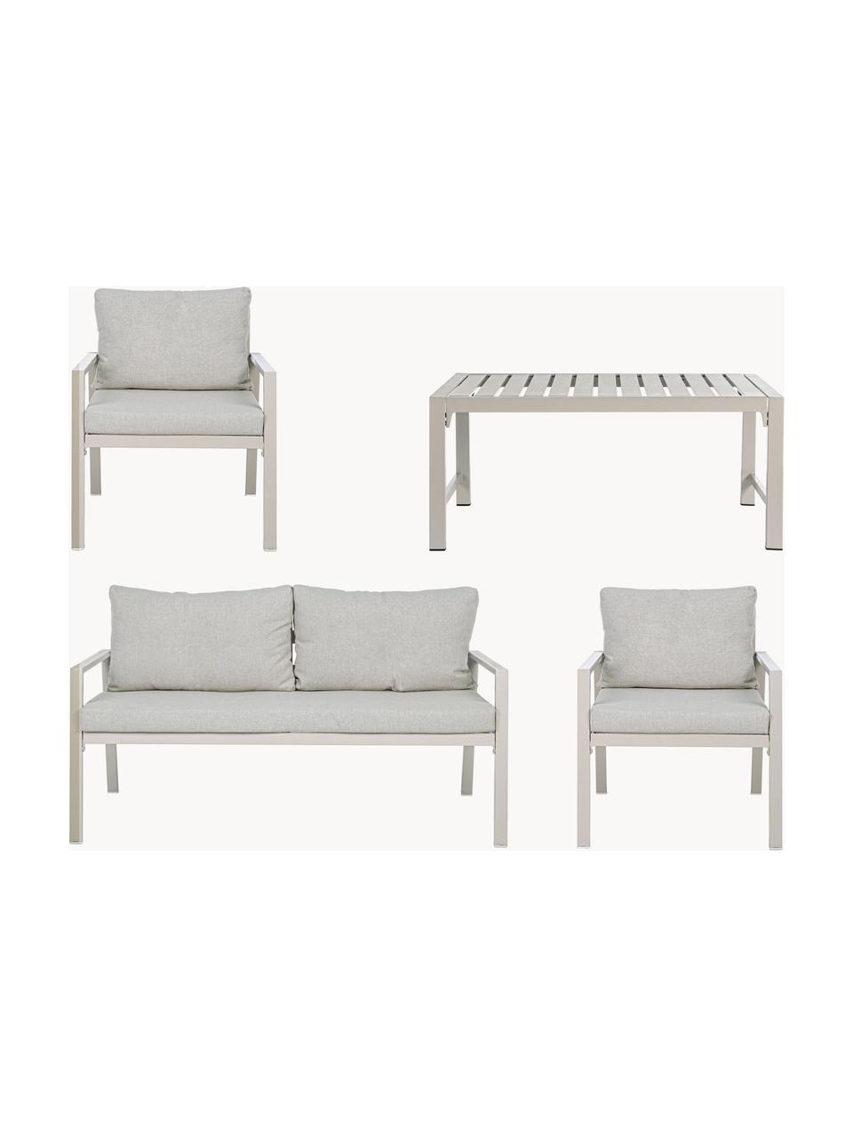 Set lounge Lorillard, 4 pzas., Tapizado: 100% poliéster, Tejido gris claro, beige claro, Set de diferentes tamaños