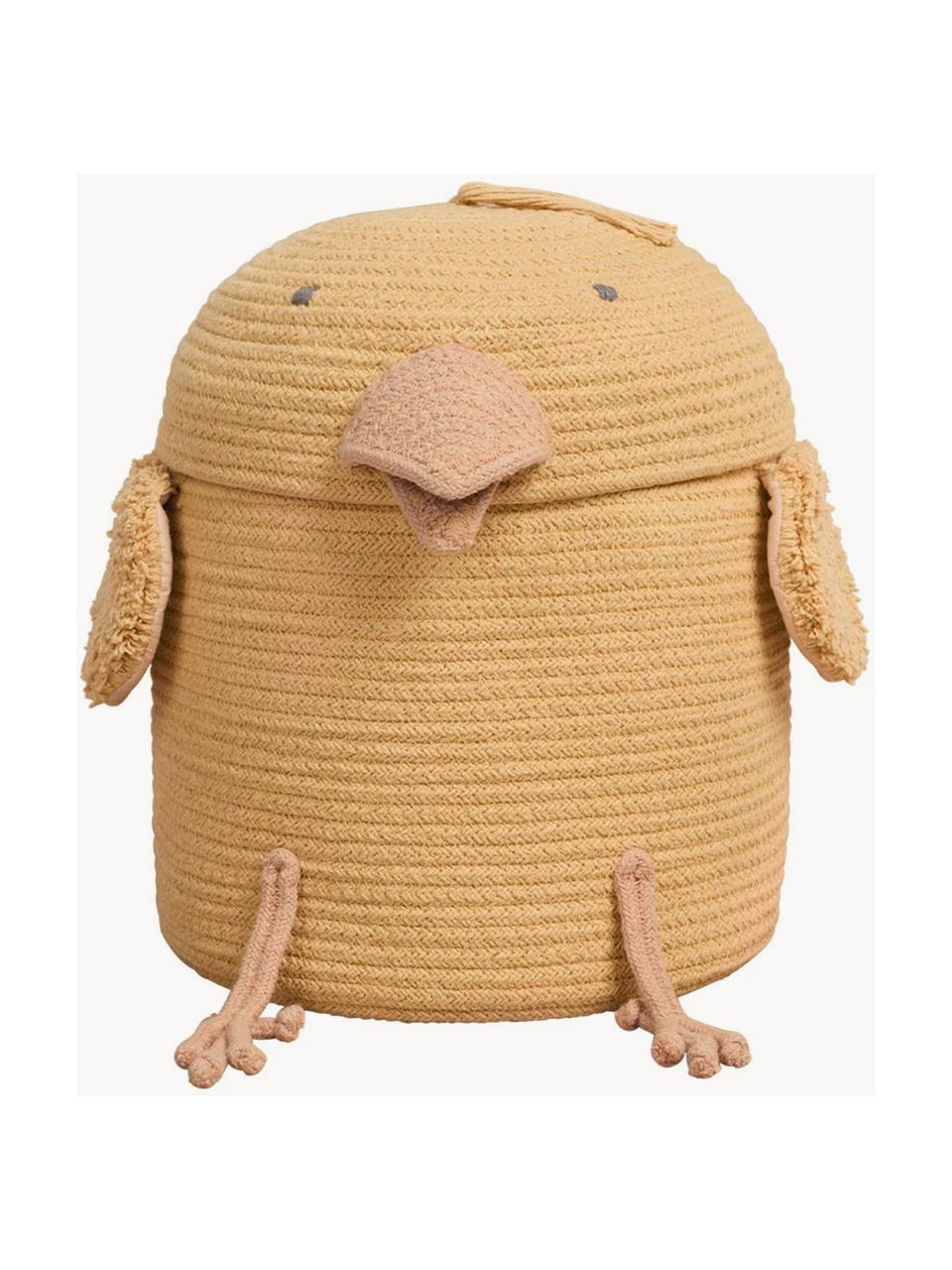 Aufbewahrungskorb Charlie the Chicken mit Deckel, handgefertigt, 67 % Baumwolle, 33 % Polyester, recycelt, Ocker, Peach, Ø 25 x H 30 cm