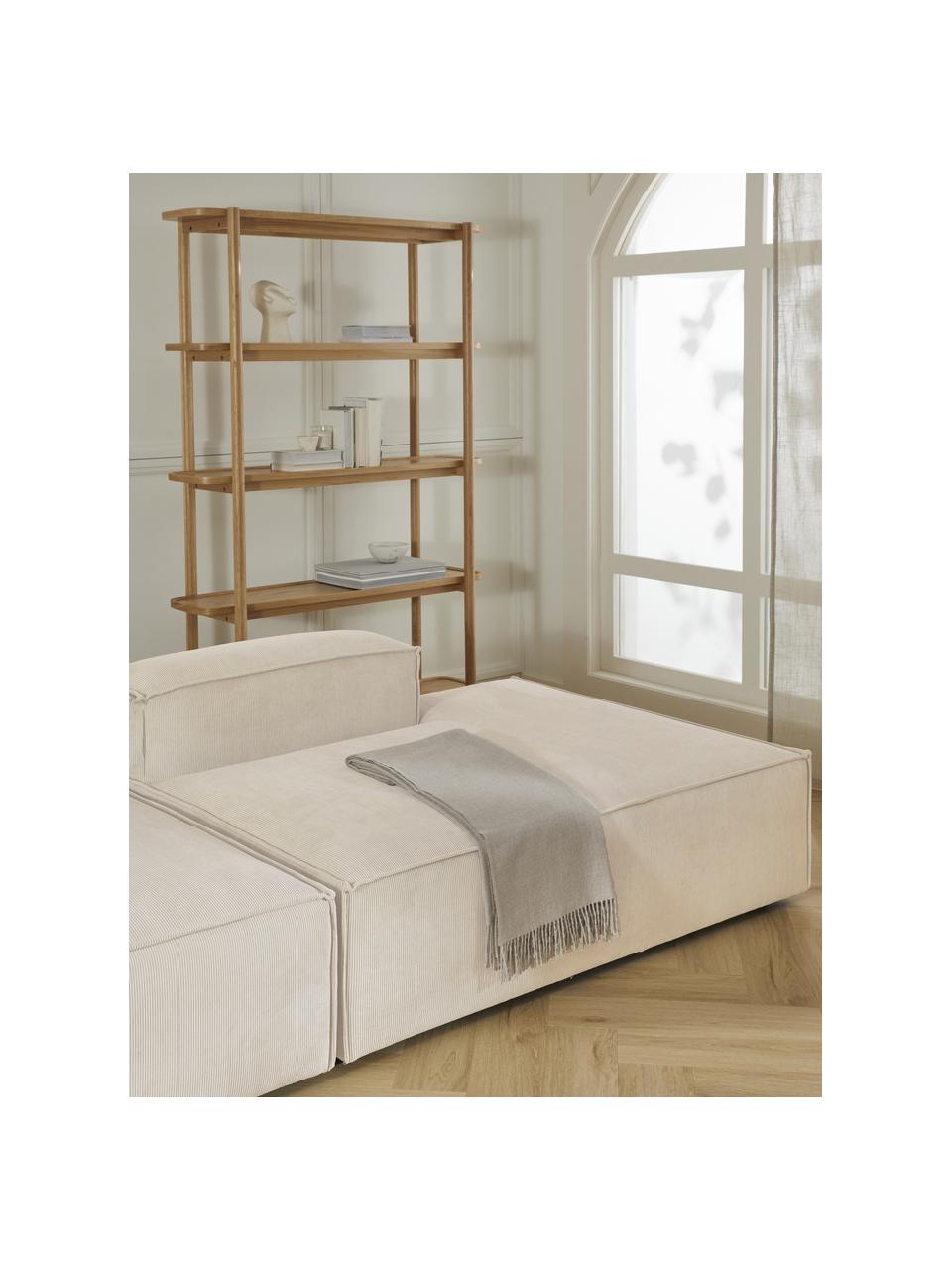 Méridienne modulable XL en velours côtelé Lennon, Velours côtelé beige, larg. 357 x prof. 119 cm, dossier à droite