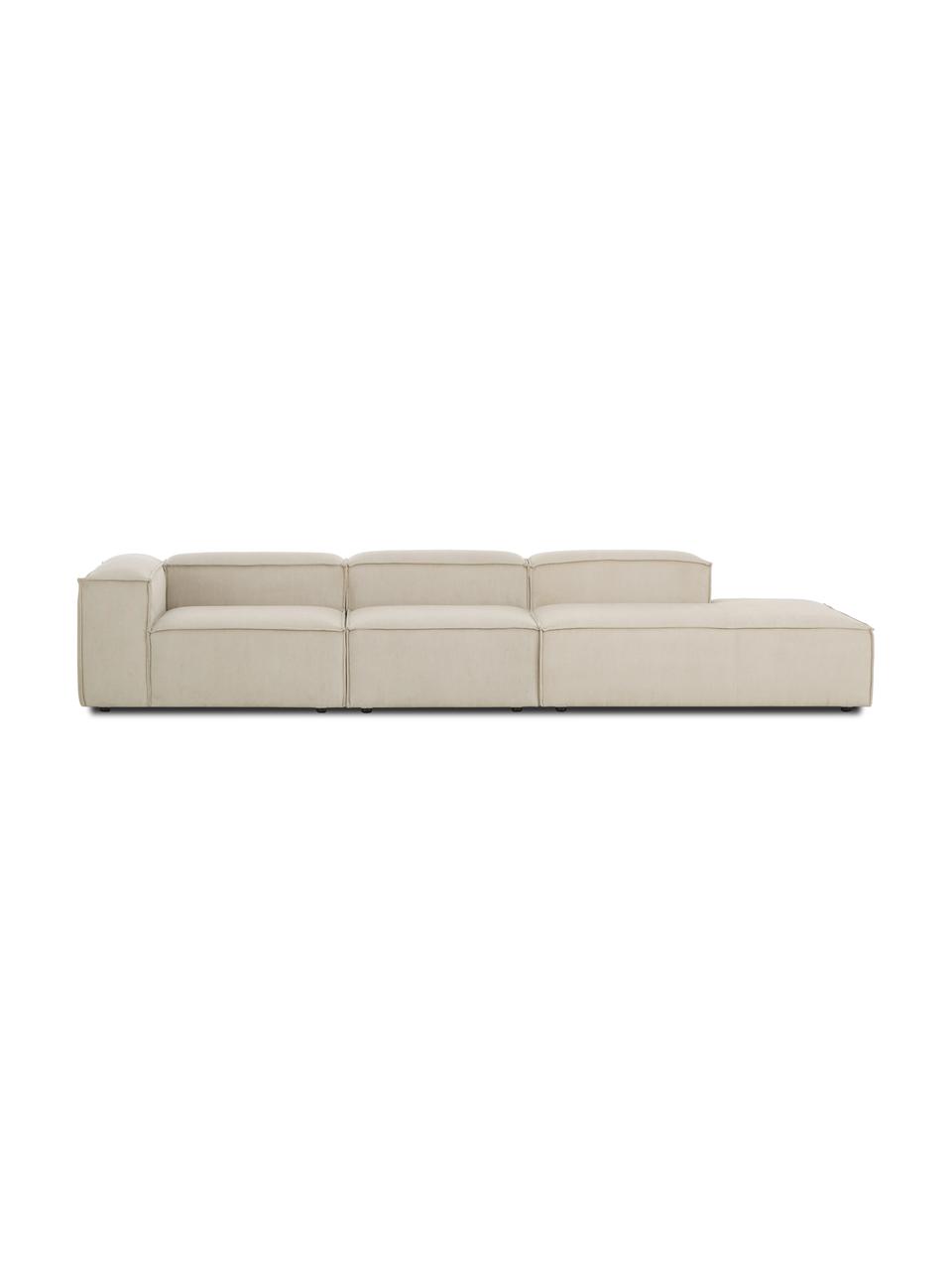 Méridienne modulable XL en velours côtelé Lennon, Velours côtelé beige, larg. 357 x prof. 119 cm, dossier à droite