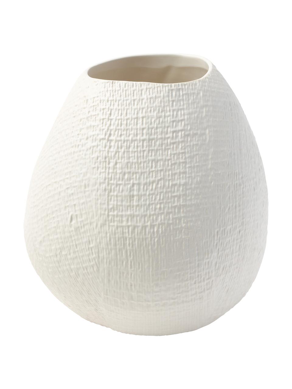 Ręcznie wykonany wazon z ceramiki Wendy, Ceramika, Kremowobiały, Ø 23 x W 24 cm