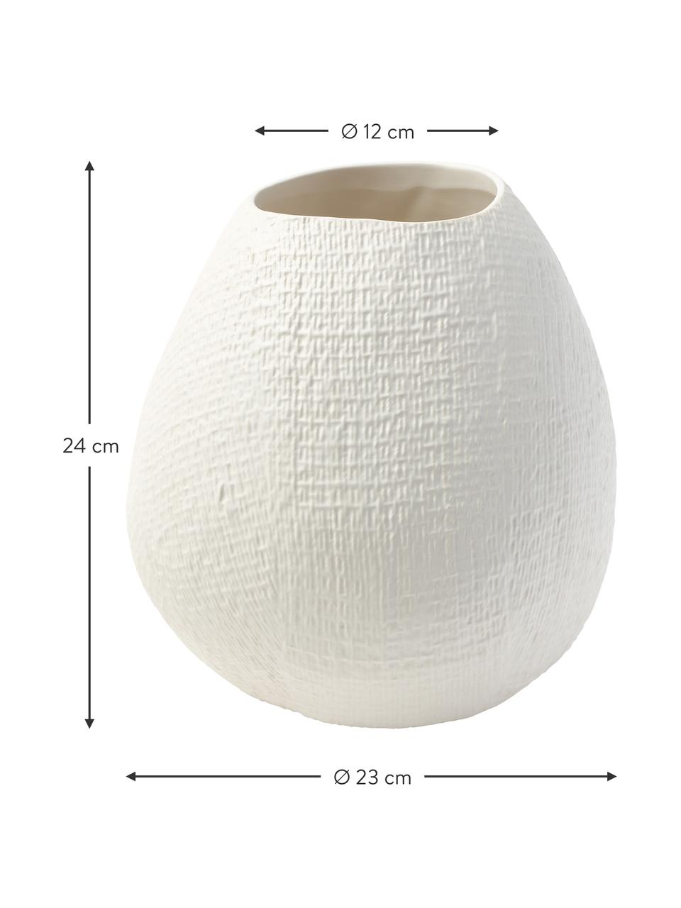 Große handgefertigte Keramik-Vase Wendy, Keramik, Weiß, Ø 23 x H 24 cm