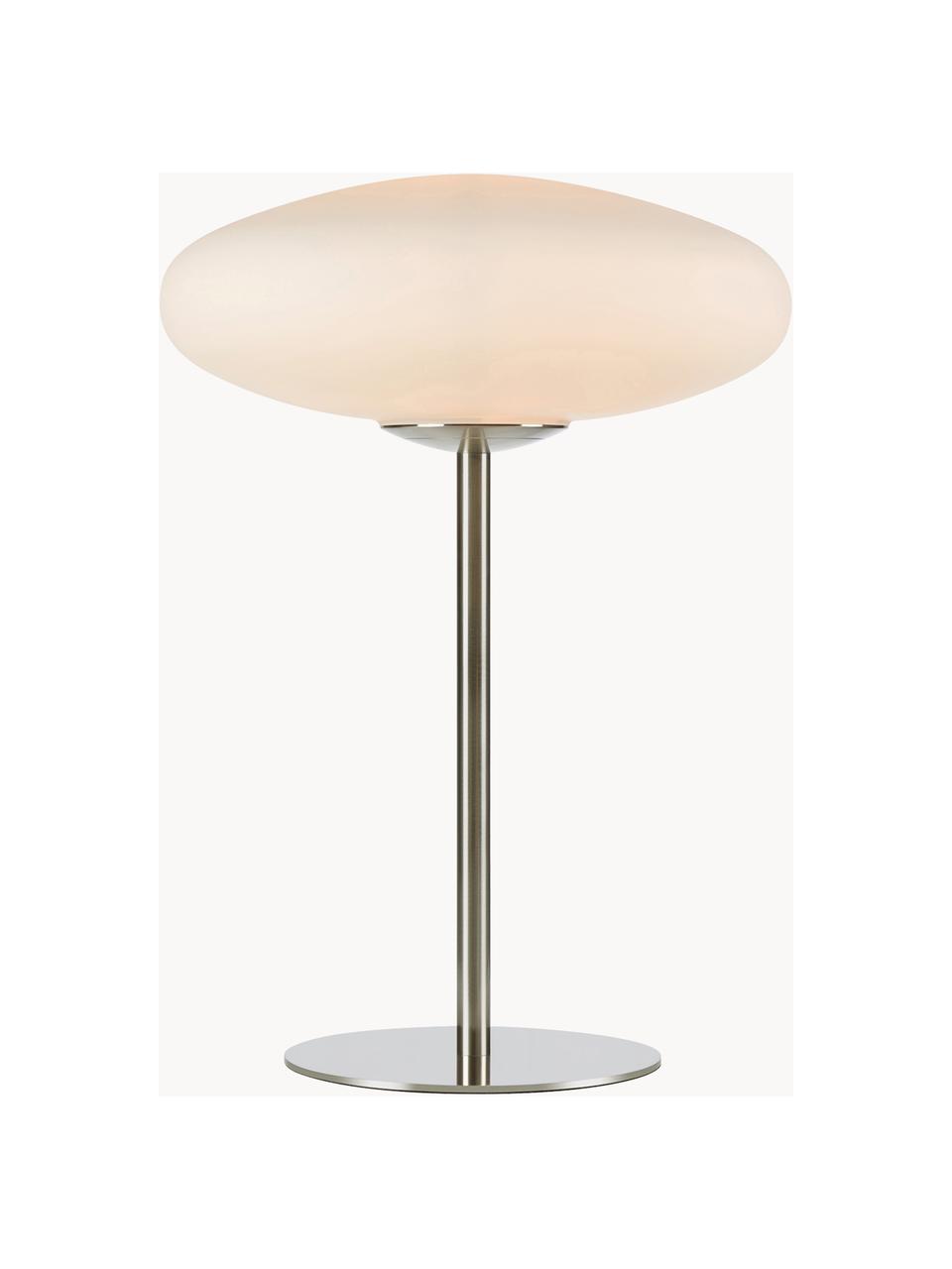 Lampada da tavolo Locus, Paralume: vetro, Struttura: acciaio spazzolato, Bianco crema, argentato, Ø 29 x Alt. 40 cm