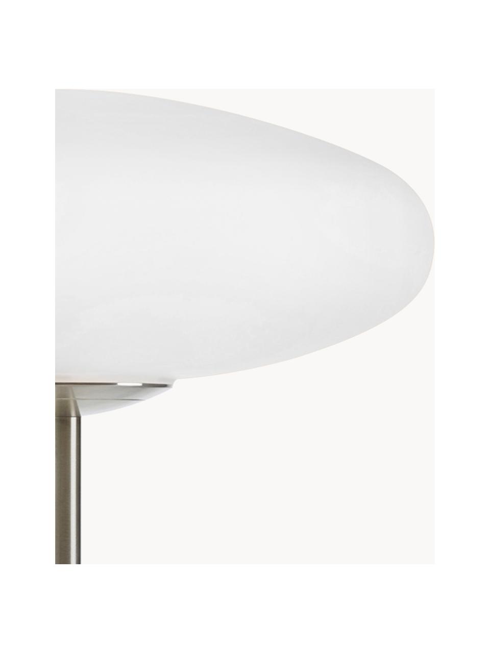 Lámpara de mesa Locus, Pantalla: vidrio, Estructura: acero cepillado, Cable: plástico, Blanco crema, plateado, Ø 29 x Al 40 cm