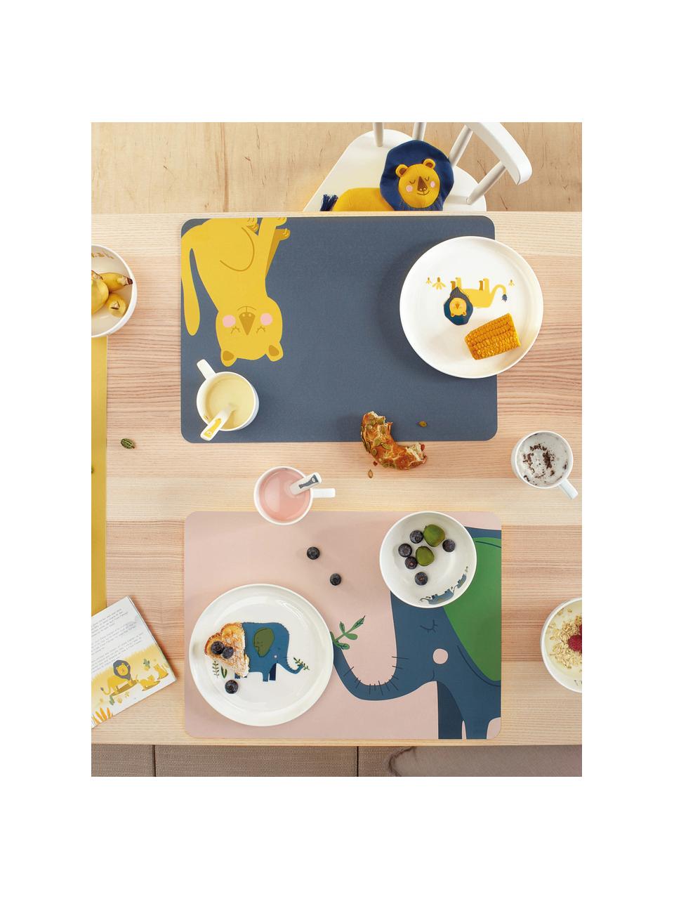 Placemats Leo Löwe, 2 stuks, PVC met leren look, Leeuw, B 33 x L 46 cm