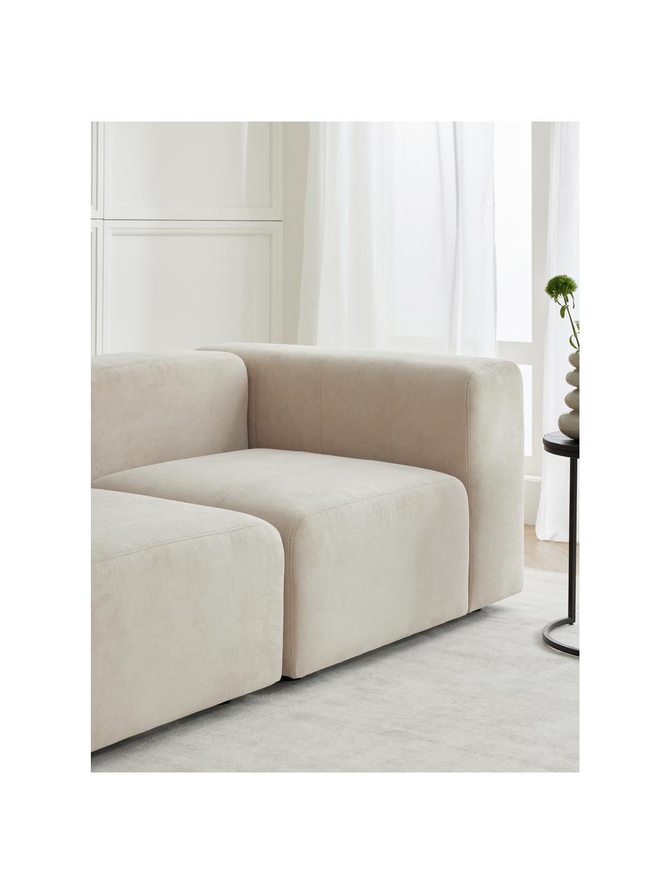 Modulaire bank Lena (4-zits), Bekleding: geweven stof (88% polyest, Frame: grenenhout, multiplex, ha, Poten: kunststof, Geweven stof lichtbeige, B 284 x D 106 cm