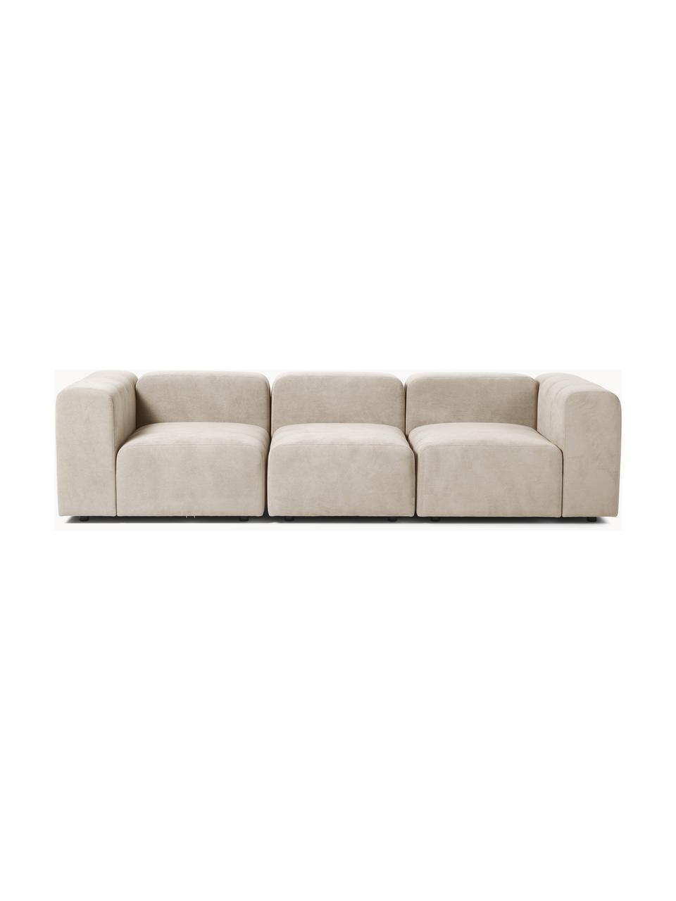 Sofa modułowa Lena (4-osobowa), Tapicerka: tkanina (88% poliester, 1, Stelaż: drewno sosnowe, sklejka, , Nogi: tworzywo sztuczne, Jasnobeżowa tkanina, S 284 x G 106 cm