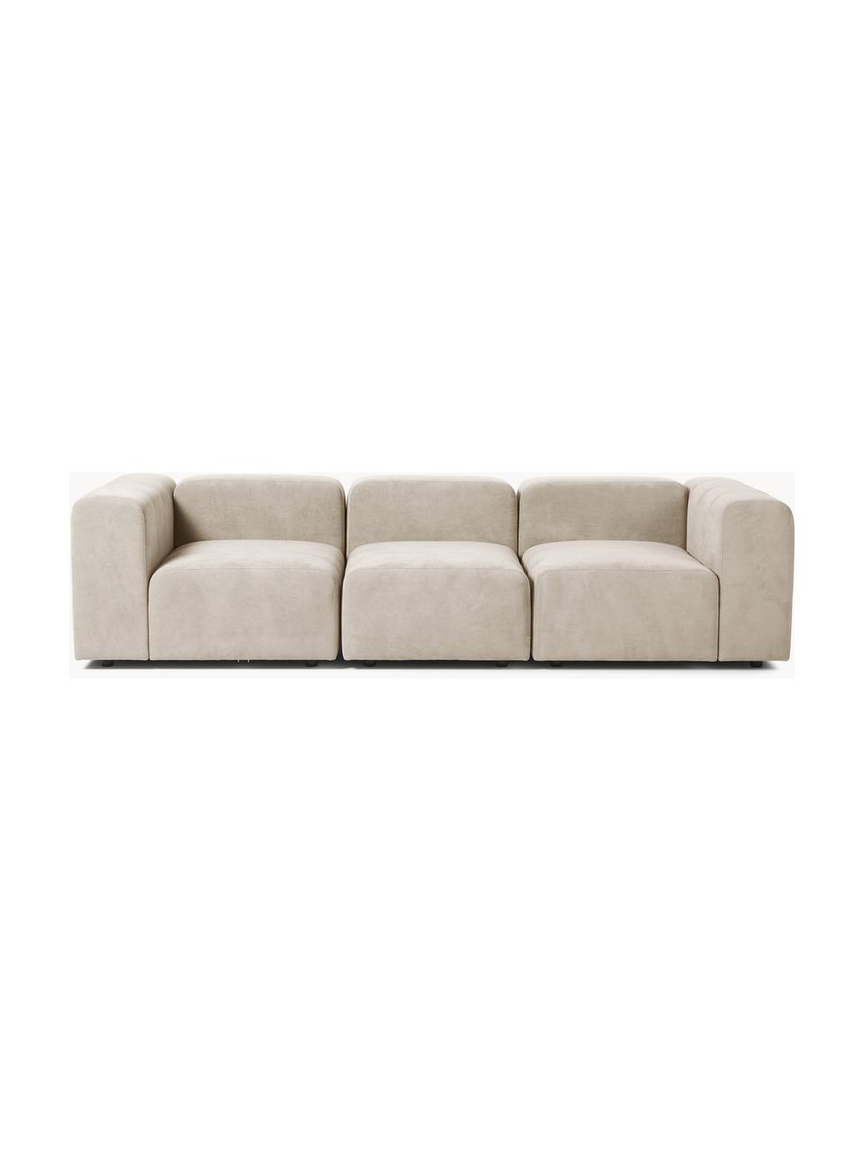 Modulaire bank Lena (4-zits), Bekleding: geweven stof (88% polyest, Frame: grenenhout, multiplex, ha, Poten: kunststof, Geweven stof lichtbeige, B 284 x D 106 cm