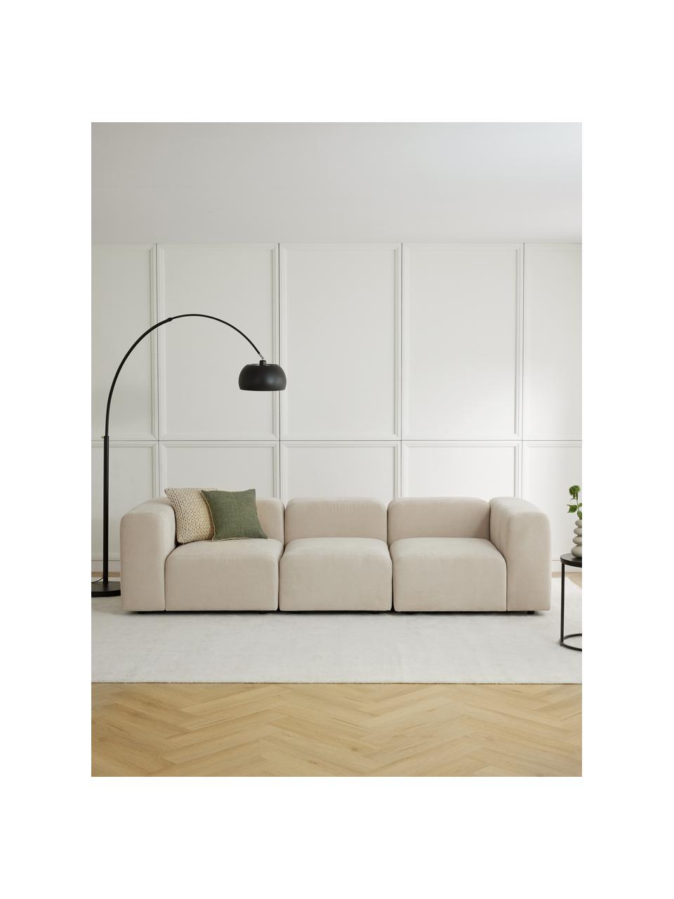 Divano componibile 4 posti Lena, Rivestimento: tessuto (88% poliestere, , Struttura: legno di pino, legno lami, Piedini: plastica, Tessuto beige chiaro, Larg. 284 x Prof. 106 cm