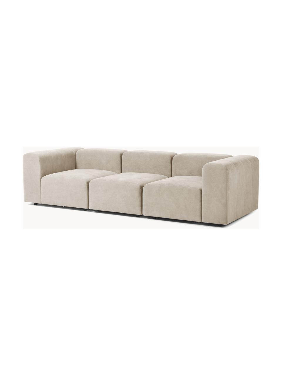 Modulaire bank Lena (4-zits), Bekleding: geweven stof (88% polyest, Frame: grenenhout, multiplex, ha, Poten: kunststof, Geweven stof lichtbeige, B 284 x D 106 cm