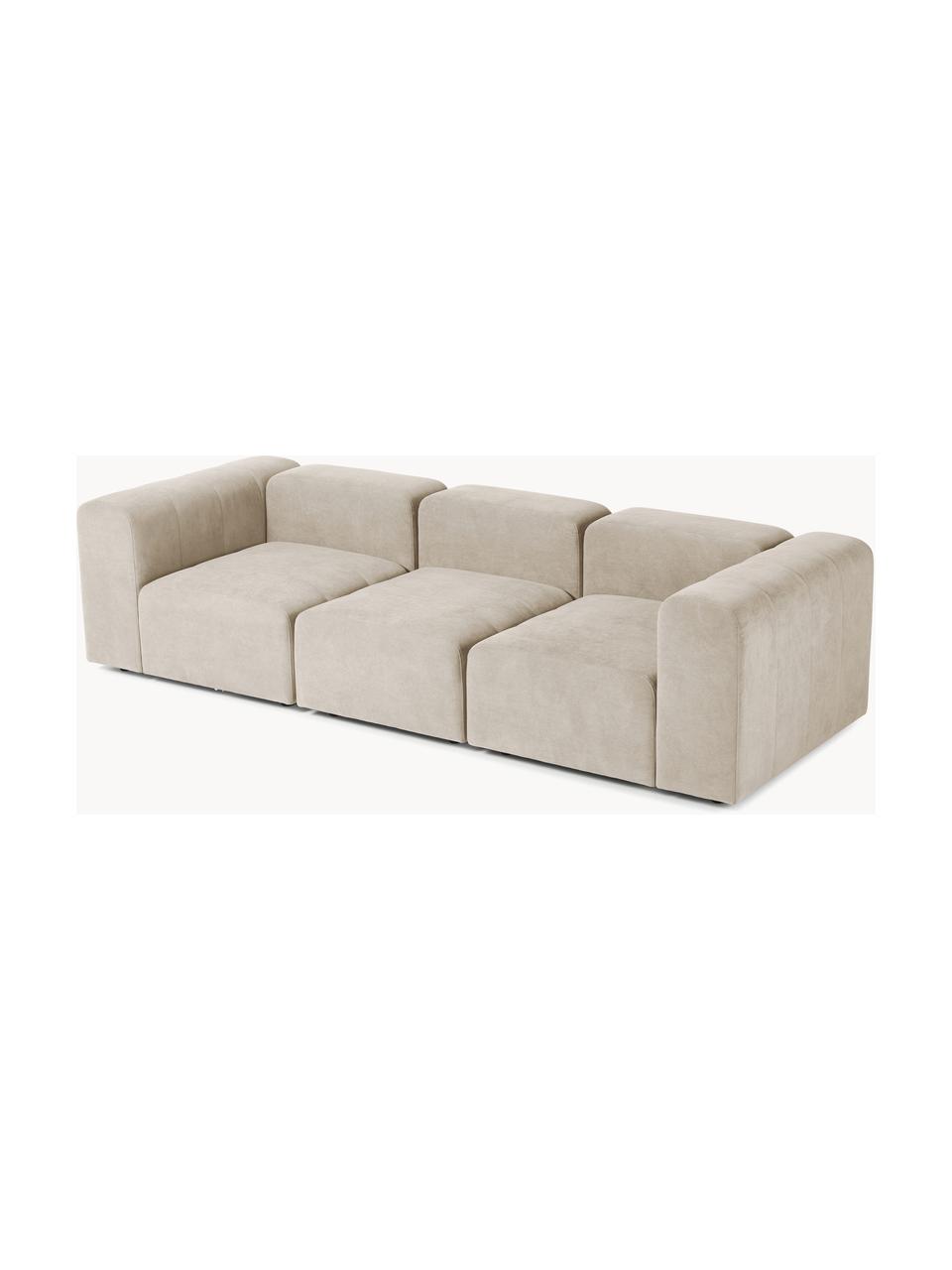 Modulares Sofa Lena (4-Sitzer), Bezug: Webstoff (88% Polyester, , Gestell: Kiefernholz, Schichtholz,, Füße: Kunststoff, Webstoff Hellbeige, B 284 x T 106 cm