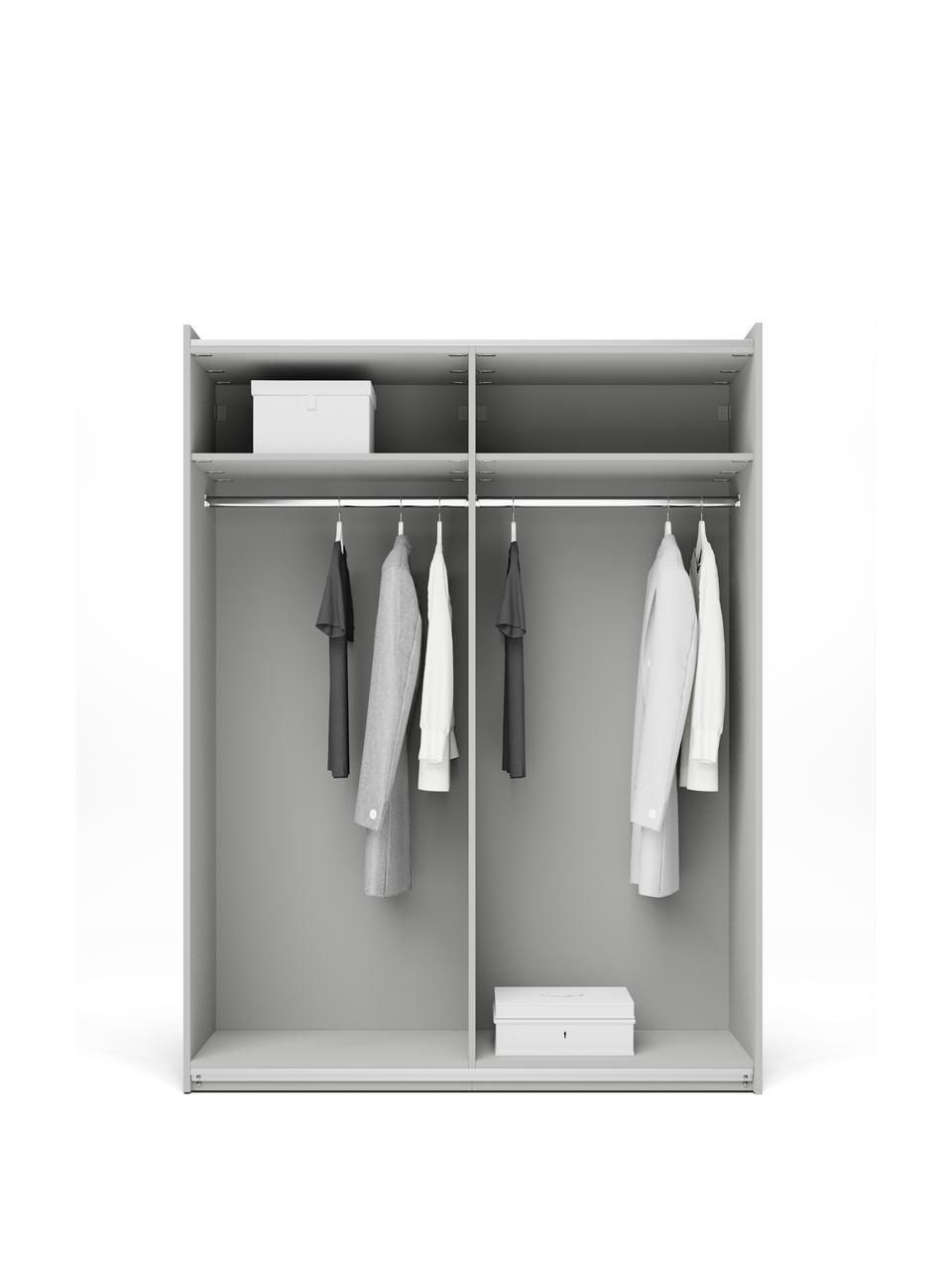 Modularer Schwebetürenschrank Leon, 150 cm Breite, mehrere Varianten, Korpus: Spanplatte, FSC-zertifizi, Grau, Basic Interior, B 150 x H 200 cm