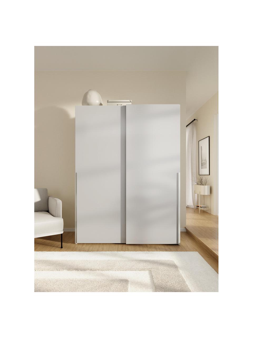 Modularer Schwebetürenschrank Leon, 150 cm Breite, mehrere Varianten, Korpus: Spanplatte, FSC-zertifizi, Hellgrau, Basic Interior, B 150 x H 200 cm