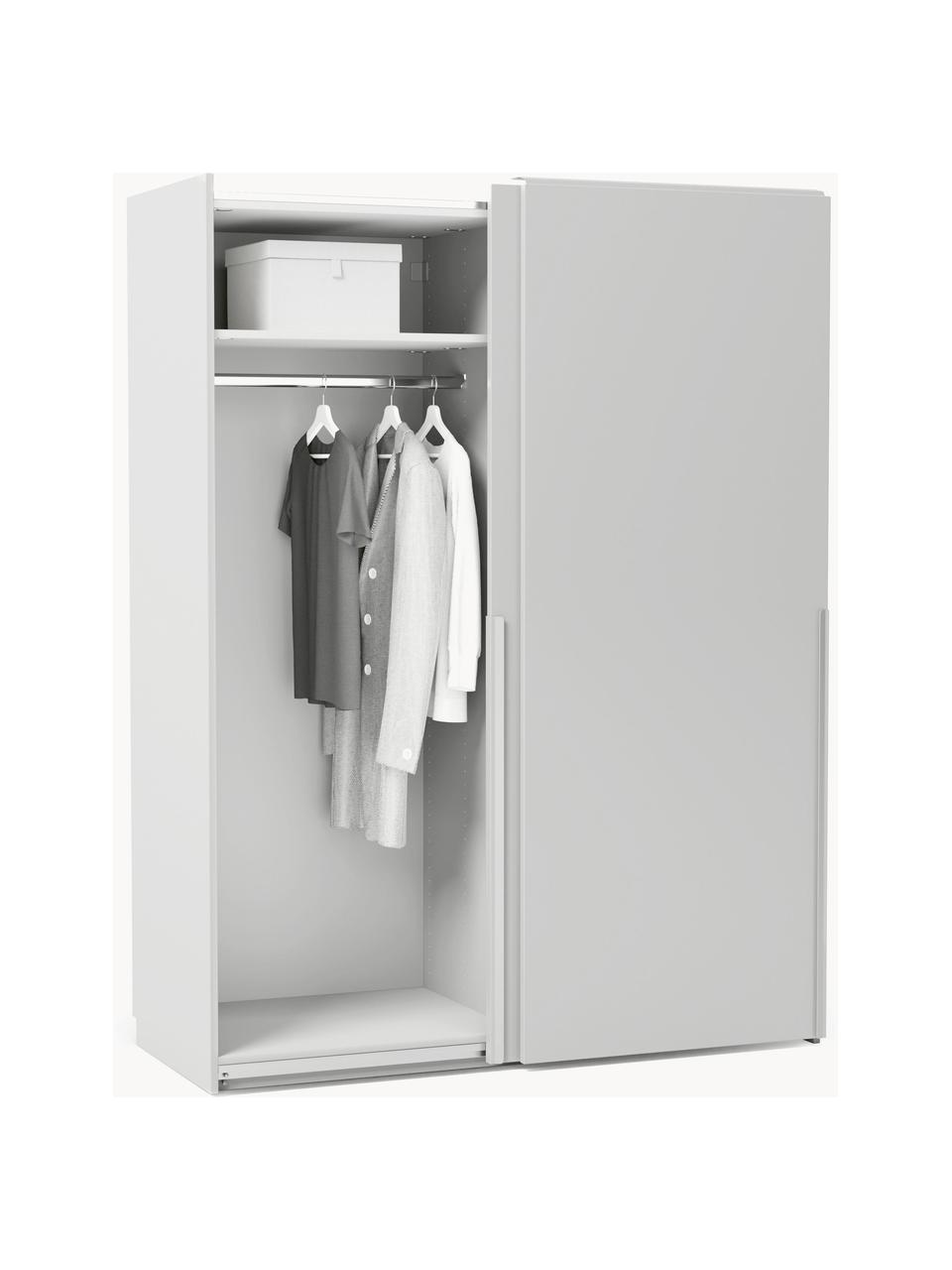 Armario modular Leon, 2 puertas correderas (150 cm), diferentes variantes, Estructura: tablero aglomerado revest, Gris claro, Interior Basic (An 150 x Al 200 cm)