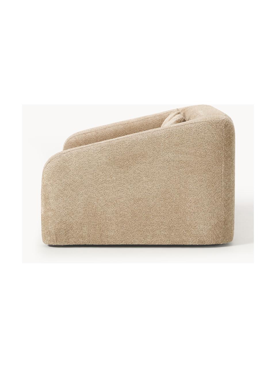 Divano letto 2 posti in teddy-bouclé Eliot, Rivestimento: teddy-bouclé (100% polies, Struttura: truciolato, legno di pino, Piedini: plastica, Teddy-bouclé beige, Larg. 180 x Prof. 100 cm