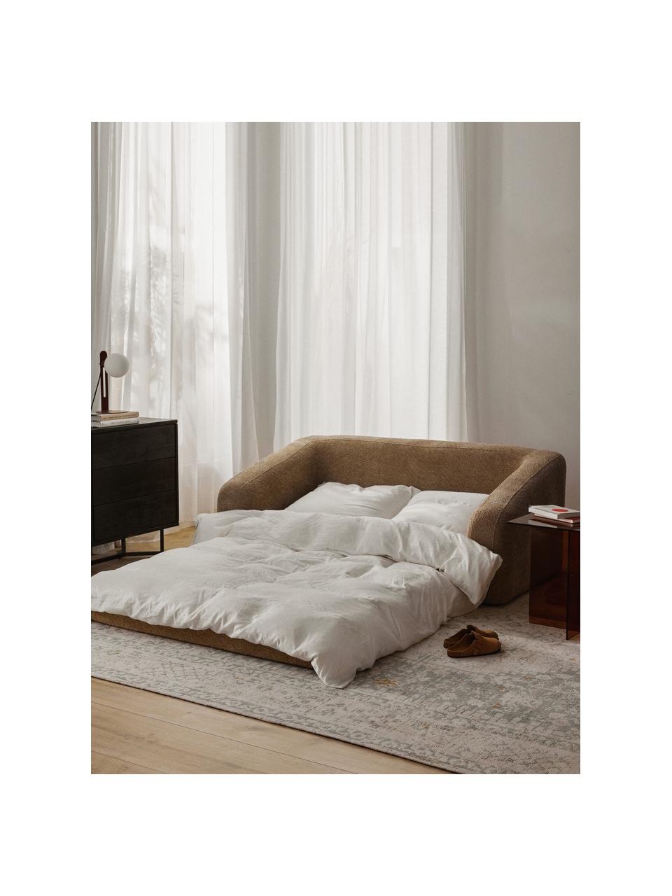 Pohovka na spanie z plyšového buklé Eliot (2-miestna), Plyšová buklé béžová, D 180 x Š 100 cm