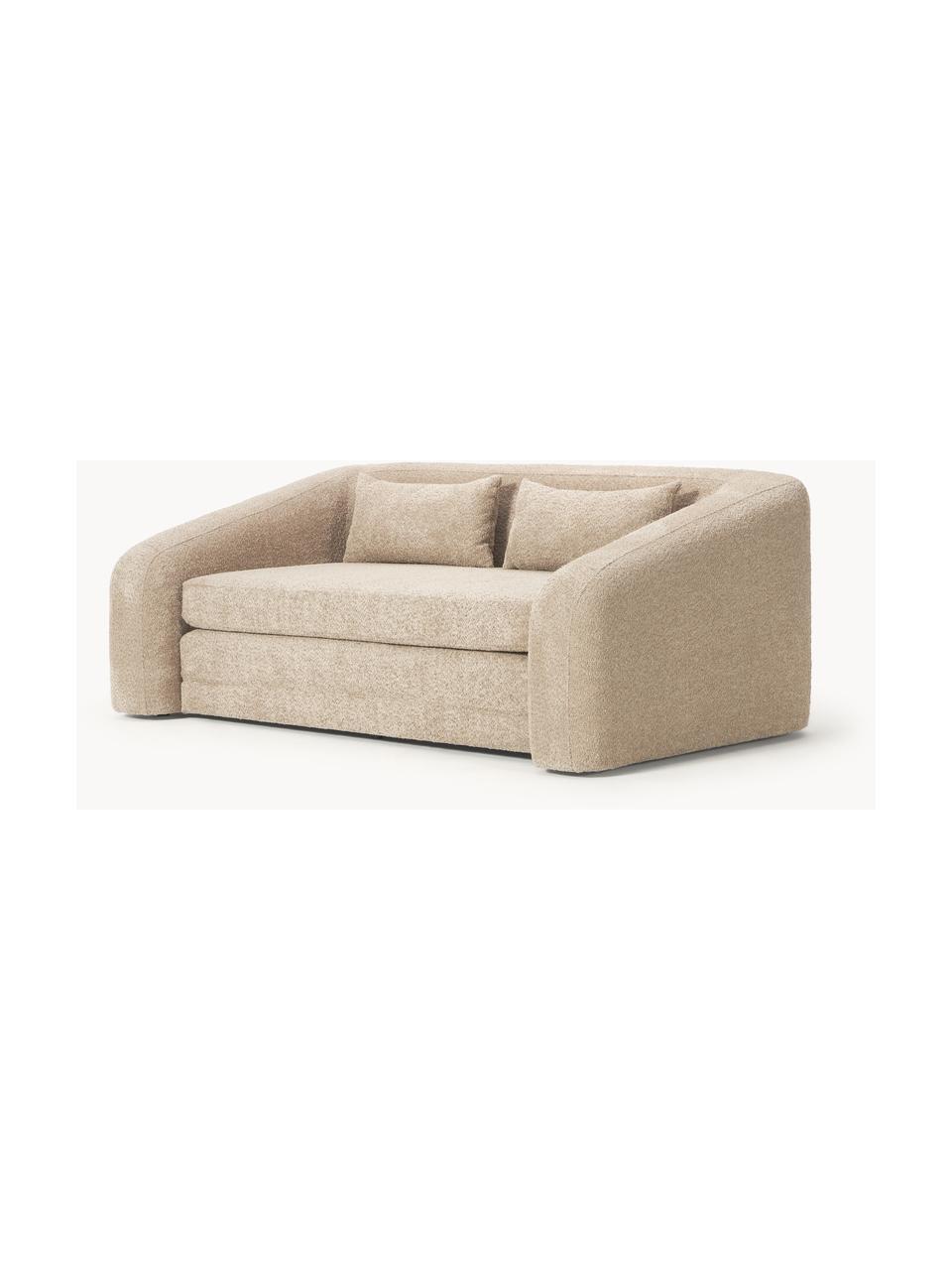 Schlafsofa Eliot (2-Sitzer) aus Teddy-Bouclé, Bezug: Teddy-Bouclé (100 % Polye, Gestell: Spanplatte, Kiefernholz, Teddy-Bouclé Beige, B 180 x T 100 cm