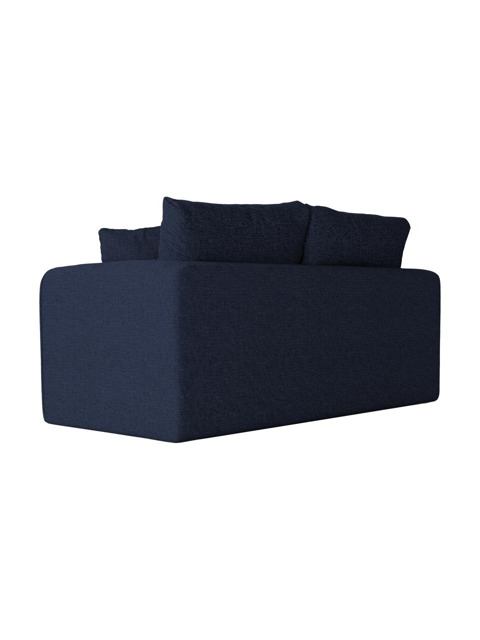 Sofá cama Lido (2 plazas), Tapizado: poliesto con tacto de lin, Estructura: madera de pino maciza, ag, Patas: plástico, Azul oscuro, An 158 x F 69 cm
