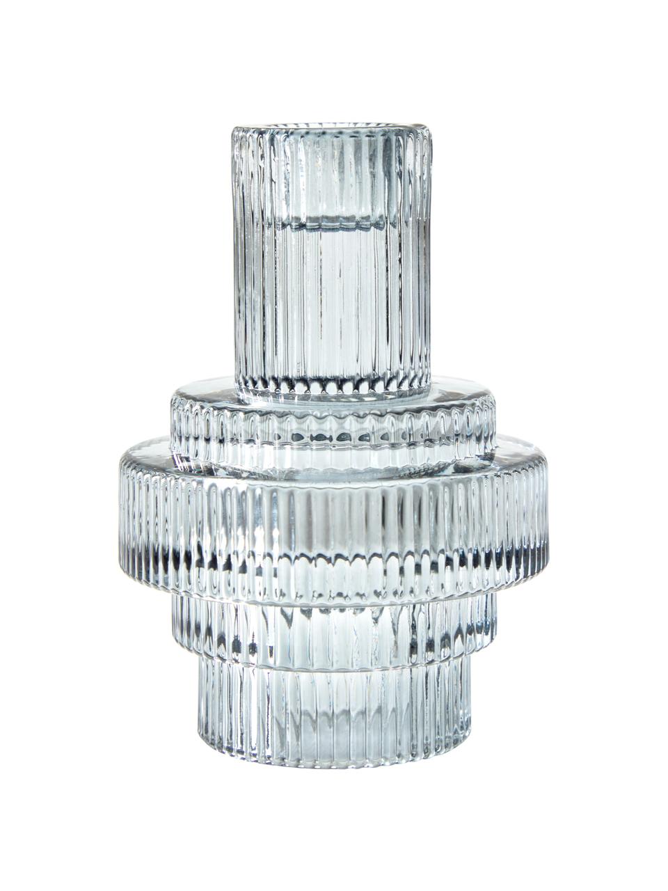 Kerzenhalter Danali in Grau, Glas, Transparent, Grau, Ø 9 x H 12 cm