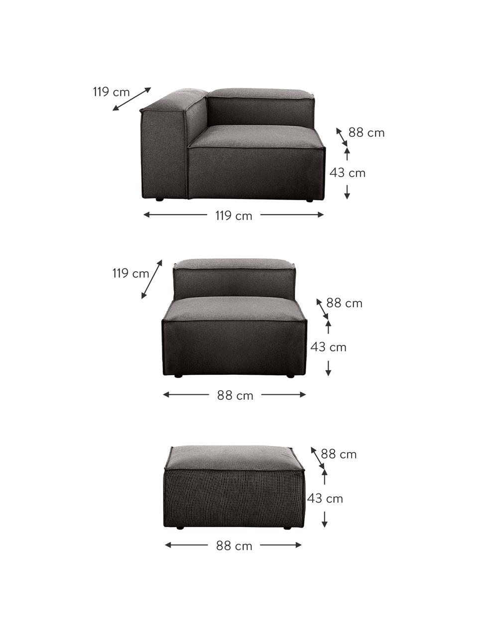 Canapé d'angle modulable 4 places avec tabouret Lennon, Tissu anthracite, larg. 327 x prof. 207 cm