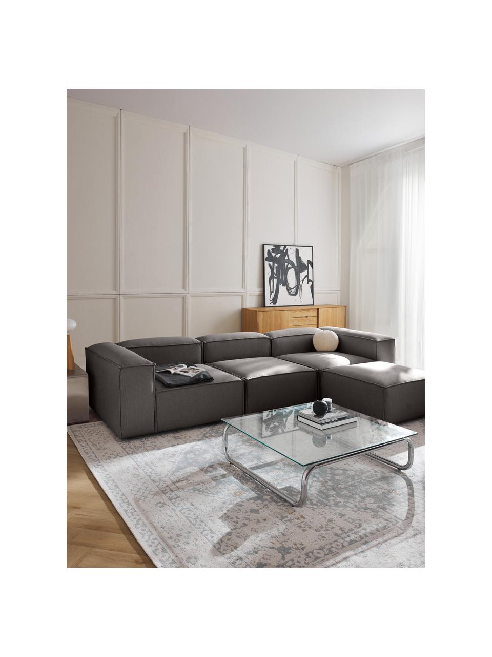 Sofá rinconera modular con reposapiés Lennon (4 plazas), Tapizado: 100% poliéster Alta resis, Estructura: madera contrachapada de p, Patas: plástico Este producto es, Tejido gris antracita, An 329 x F 207 cm