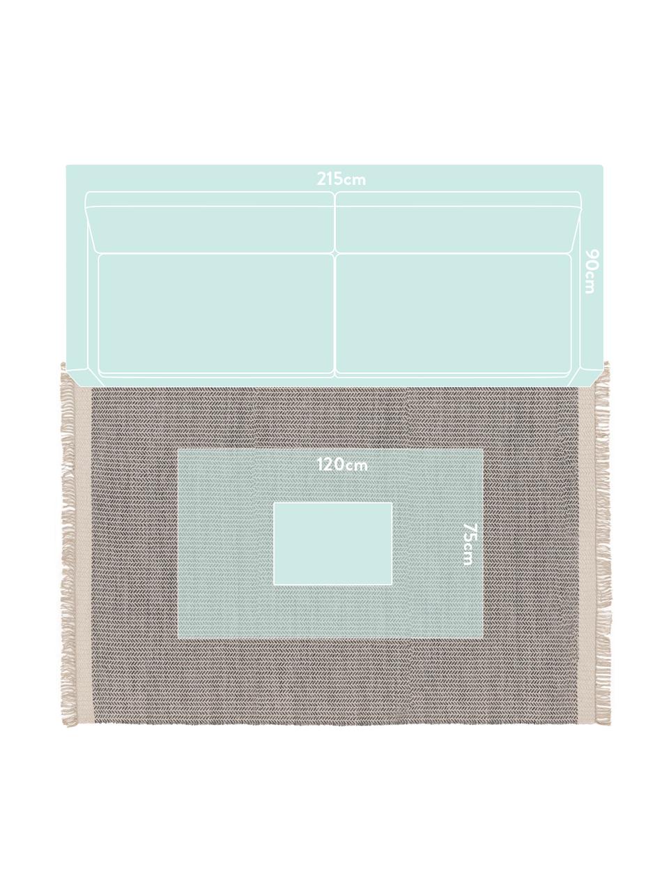 Tapis en laine tissé main beige-crème Kim, Gris, crème