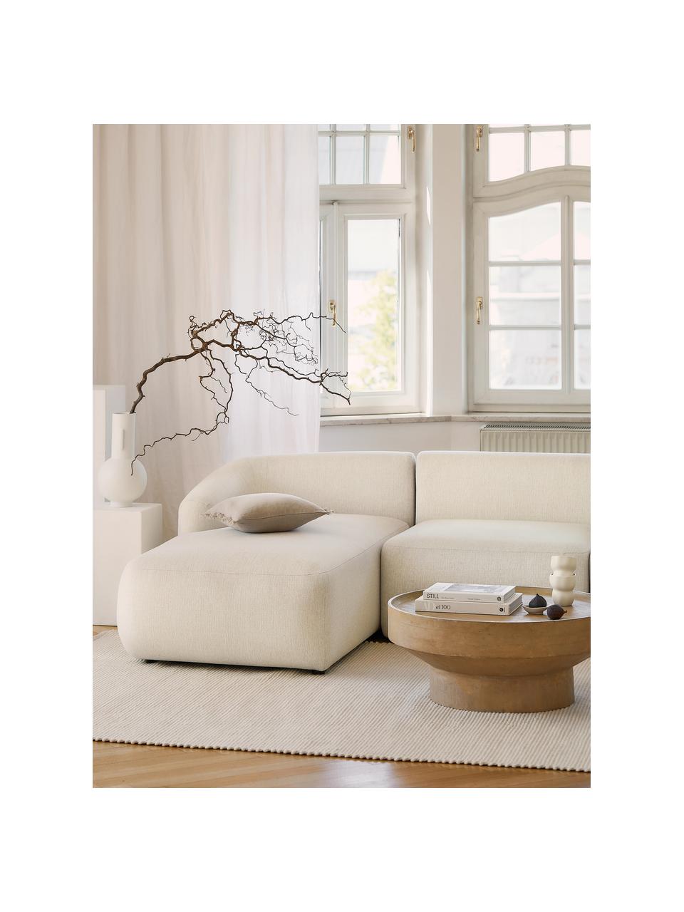 Chauffeuse pour canapé modulable Sofia, Tissu blanc crème, larg. 86 x prof. 95 cm