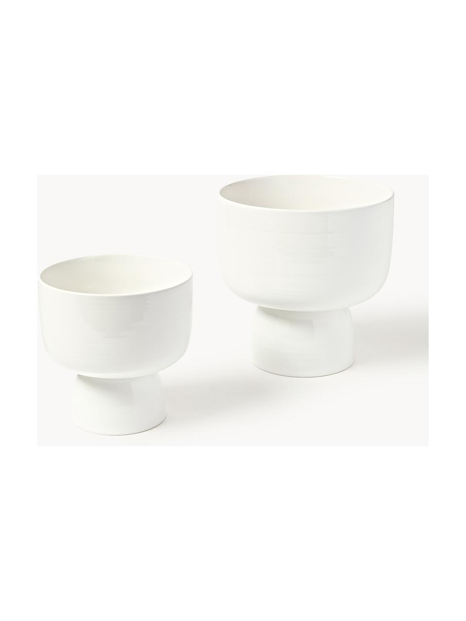 Cache-pots Mayson, 2 élém., Grès cérame, Blanc, haute brillance, Lot de différentes tailles