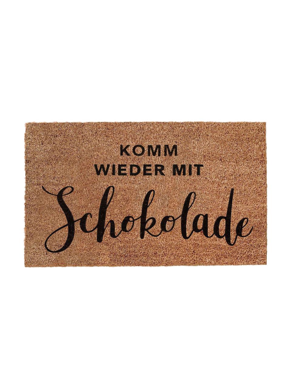 Fußmatte Schokolade mit Spruch, Unterseite: Vinyl, Braun, Schwarz, 45 x 75 cm