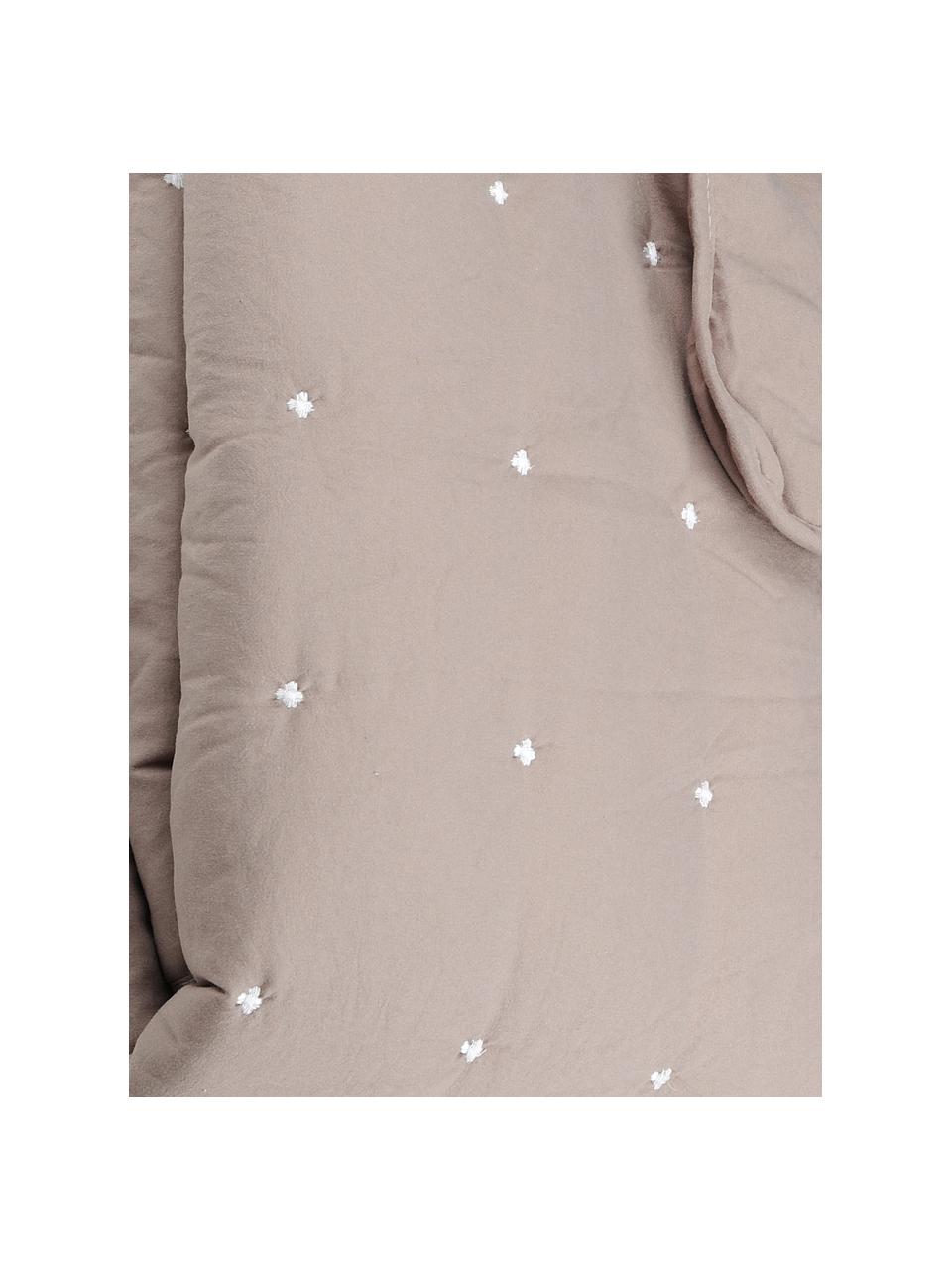 Tagesdecke Honorine mit bestickten Punkten, 100% Polyester, Taupe, B 220 x L 240 cm (für Betten ab 160 x 200)
