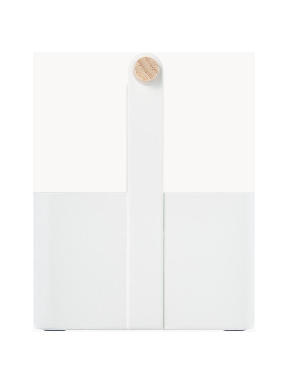 Aufbewahrungskorb Tosca, Box: Stahl, lackiert, Griff: Holz, Weiss, Helles Holz, B 16 x H 16 cm