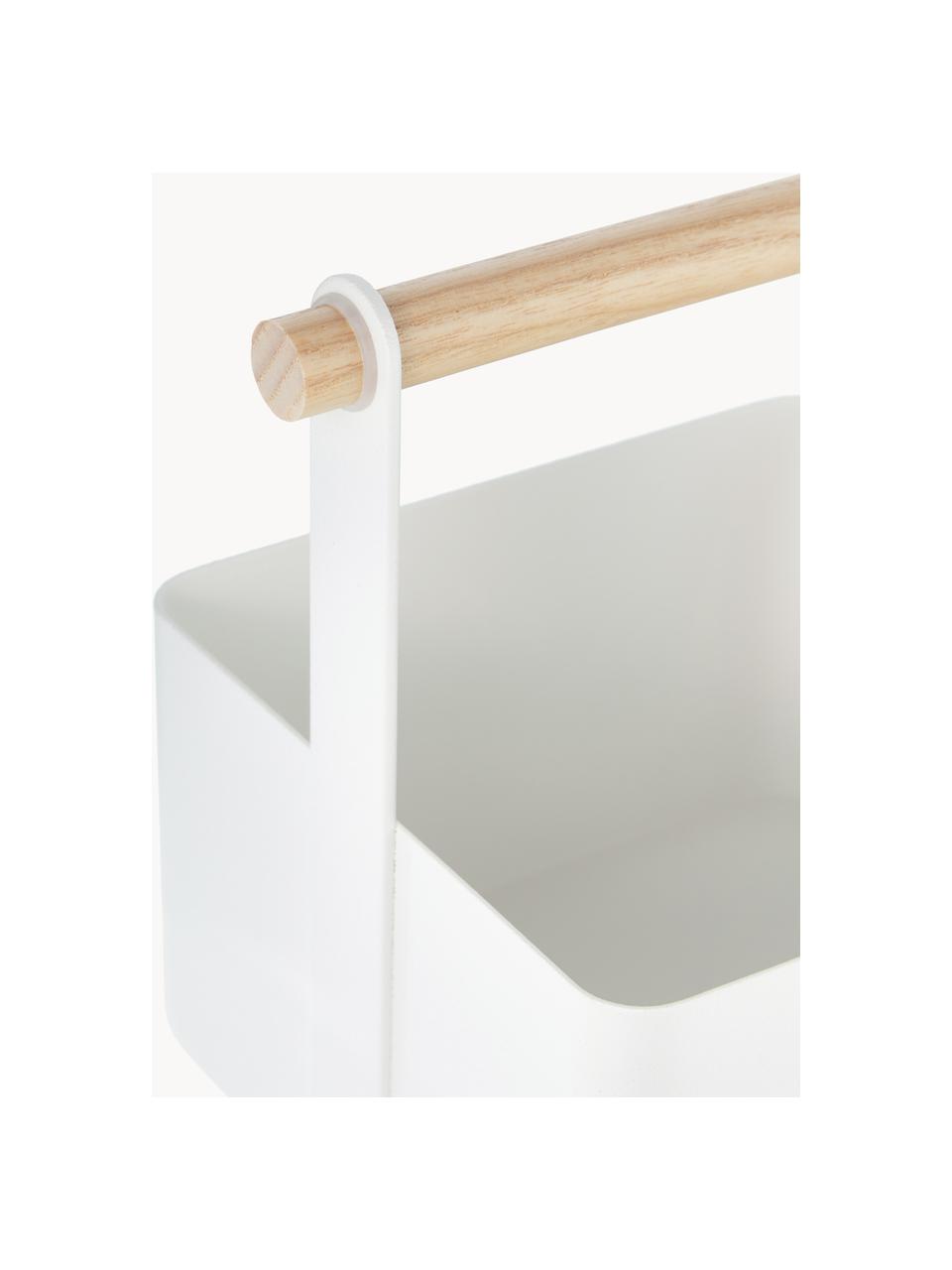 Cesta Tosca, Caja: acero pintado, Asa: madera, Blanco, madera clara, An 16 x Al 16 cm