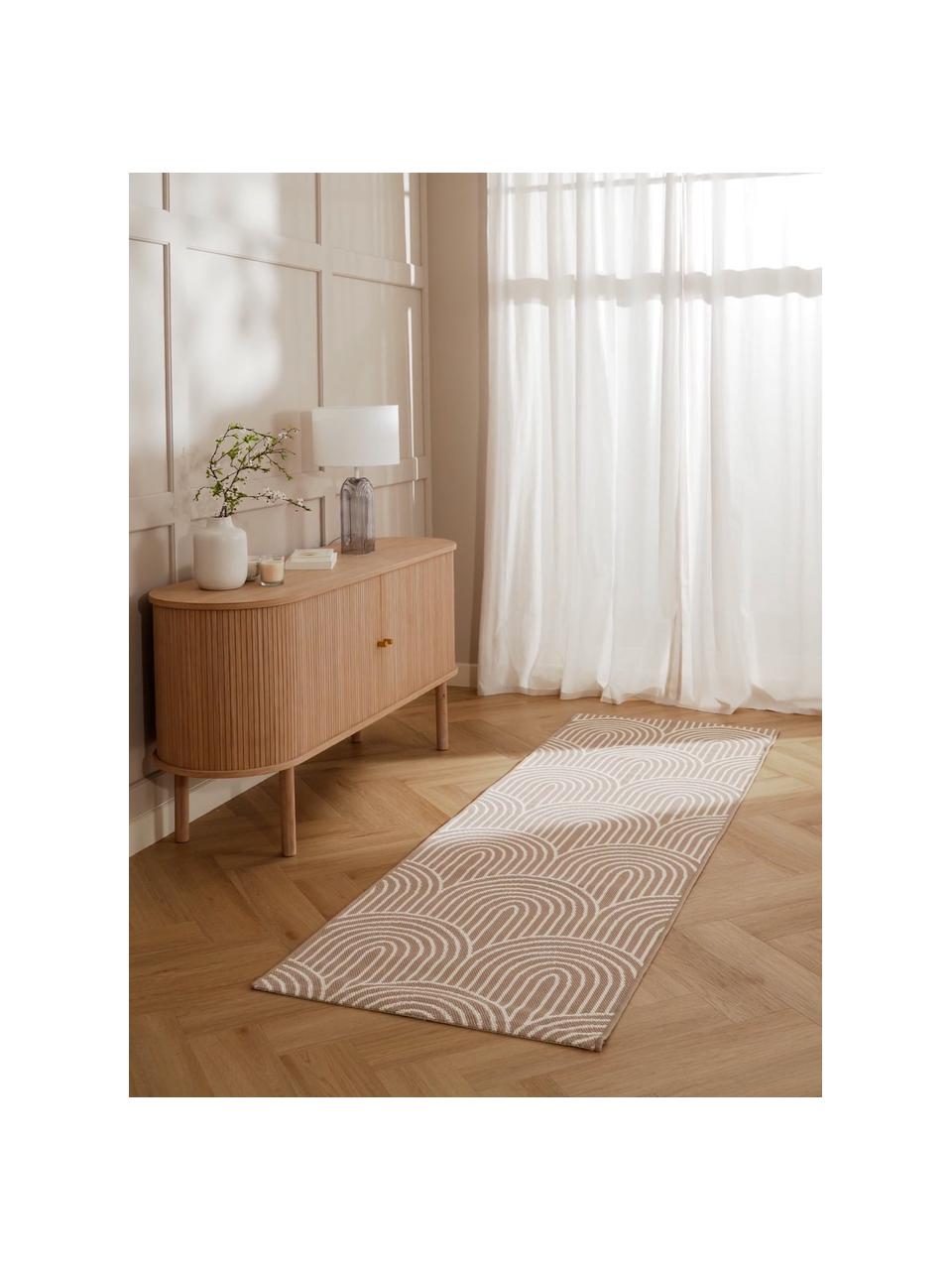 In- & outdoor loper Arches, 86% polypropyleen, 14% polyester, Beige, crèmewit, B 80 x L 250 cm