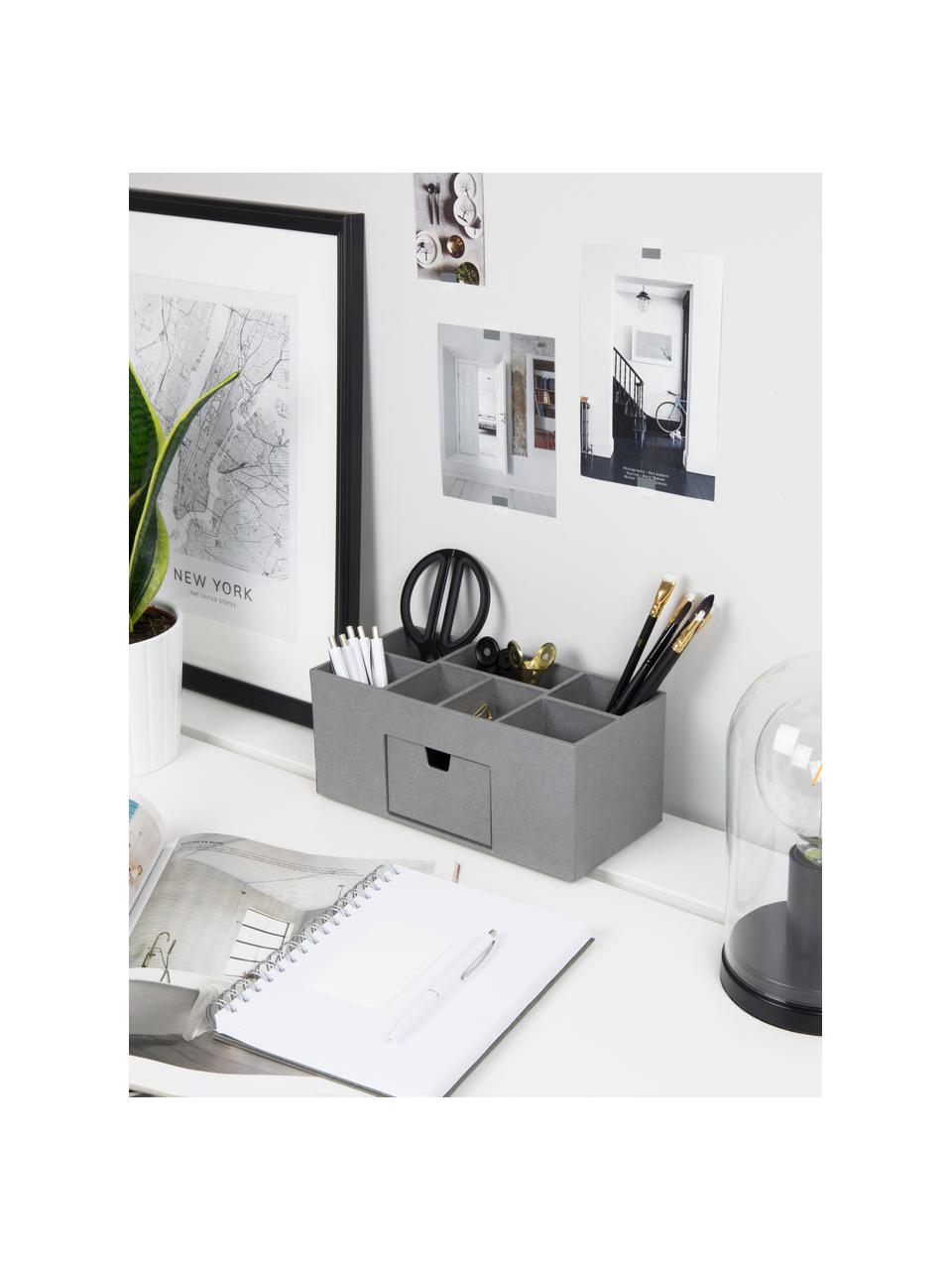 Organizer da ufficio Vendela, Cartone solido e laminato, Grigio, Larg. 24 x Alt. 11 cm