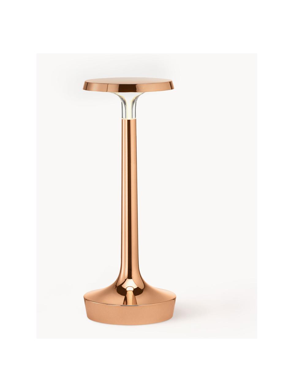 Lámpara de mesa pequeña LED regulable Bonjour, portátil, Plástico, Rosa con acabado metalizado, Ø 11 x Al 27 cm
