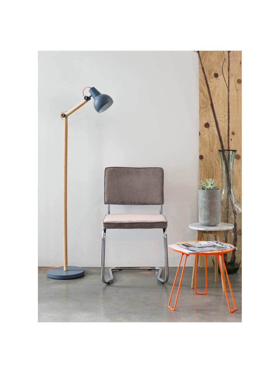 Corduroy cantilever stoel Kink, Bekleding: corduroy (88% nylon, 12% , Frame: verchroomd metaal, Poten: kunststof, Corduroy grijs, chroomkleurig, B 48 x D 48 cm
