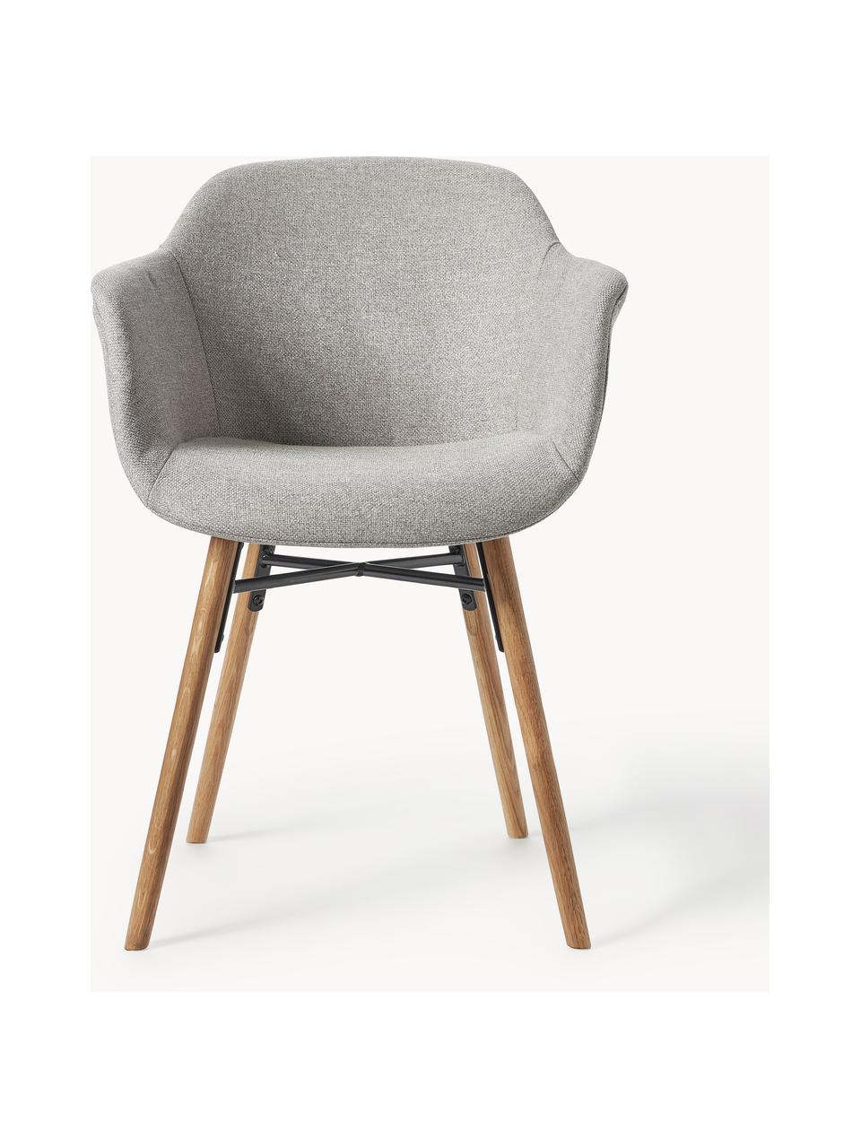 Židle s područkami s úzkým skořepinovým sedákem Fiji, Světle šedá, Š 59 cm, H 55 cm