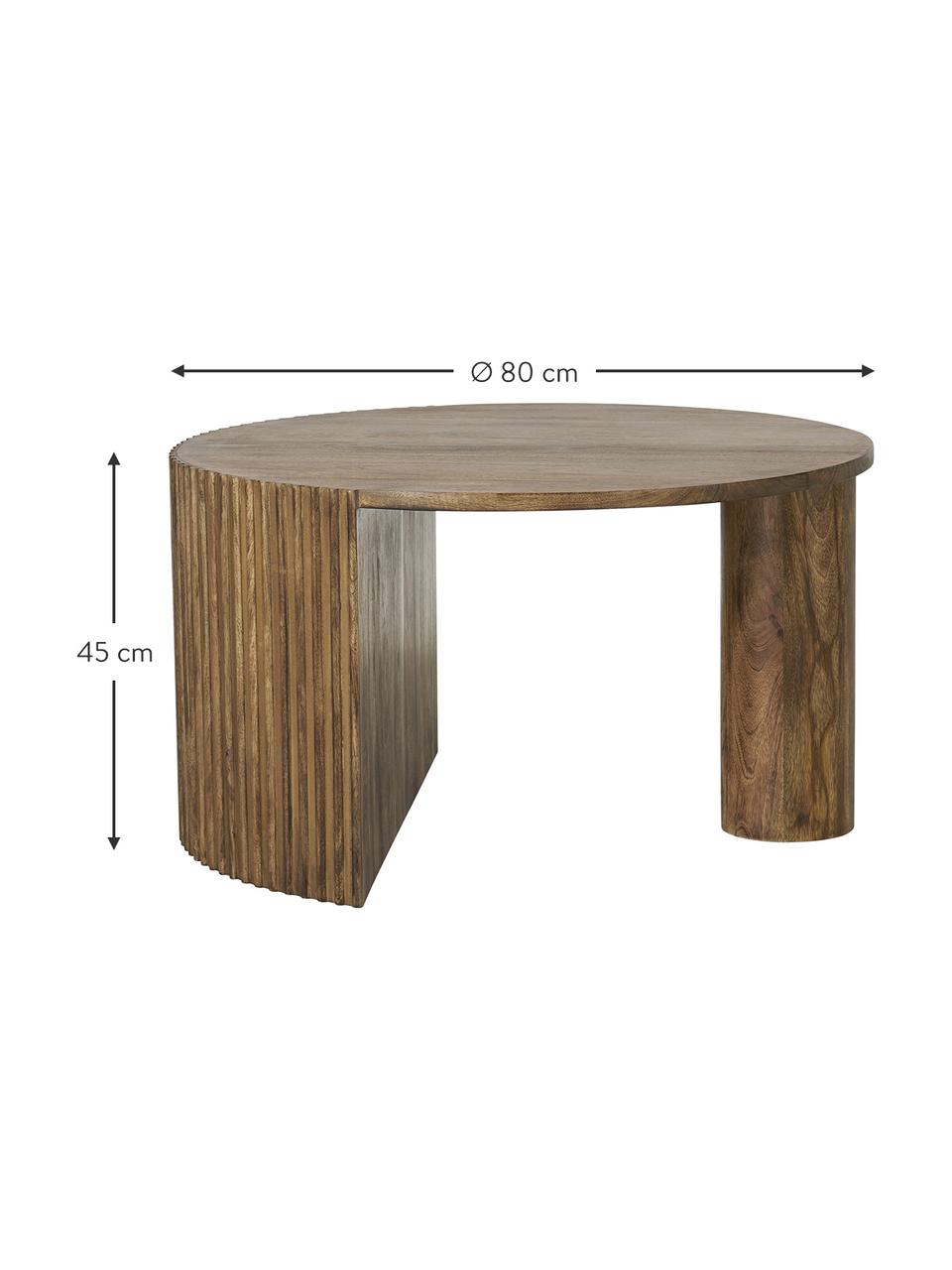 Couchtisch Bisselina aus Mangoholz, Mangoholz, Mangoholz, Ø 80 cm